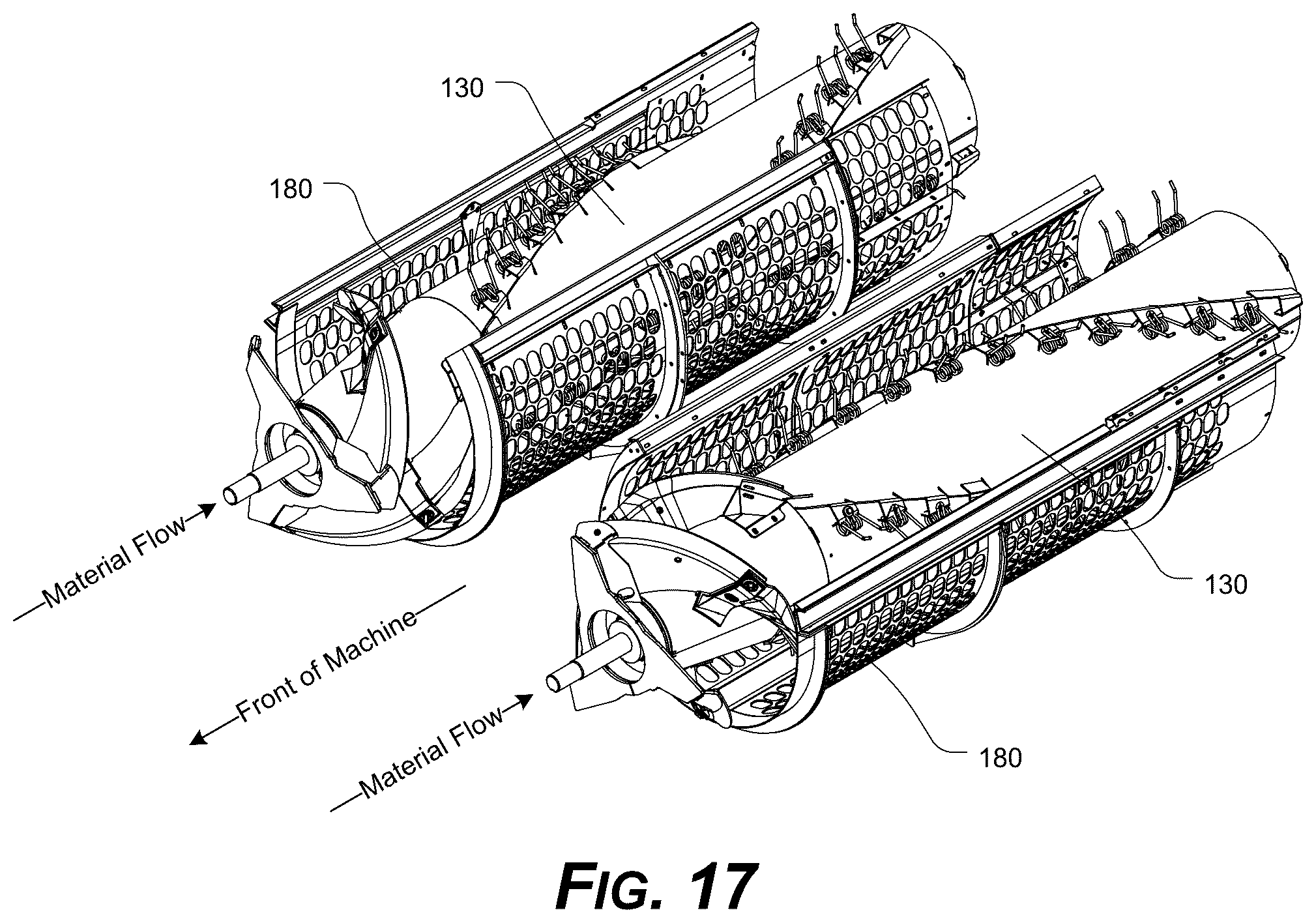 Patent US12324376 Figure 11 – Threshing/separating device having tined accelerator and/or axial rotor system