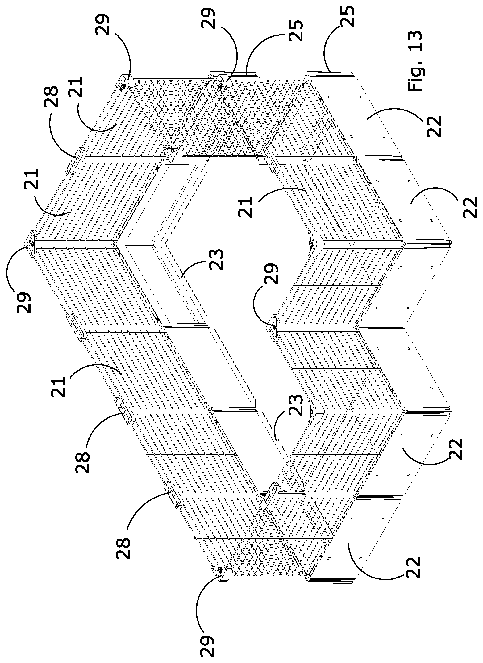 Patent US12324411 Figure 7 – Modular frame expandable to form a pet's cage