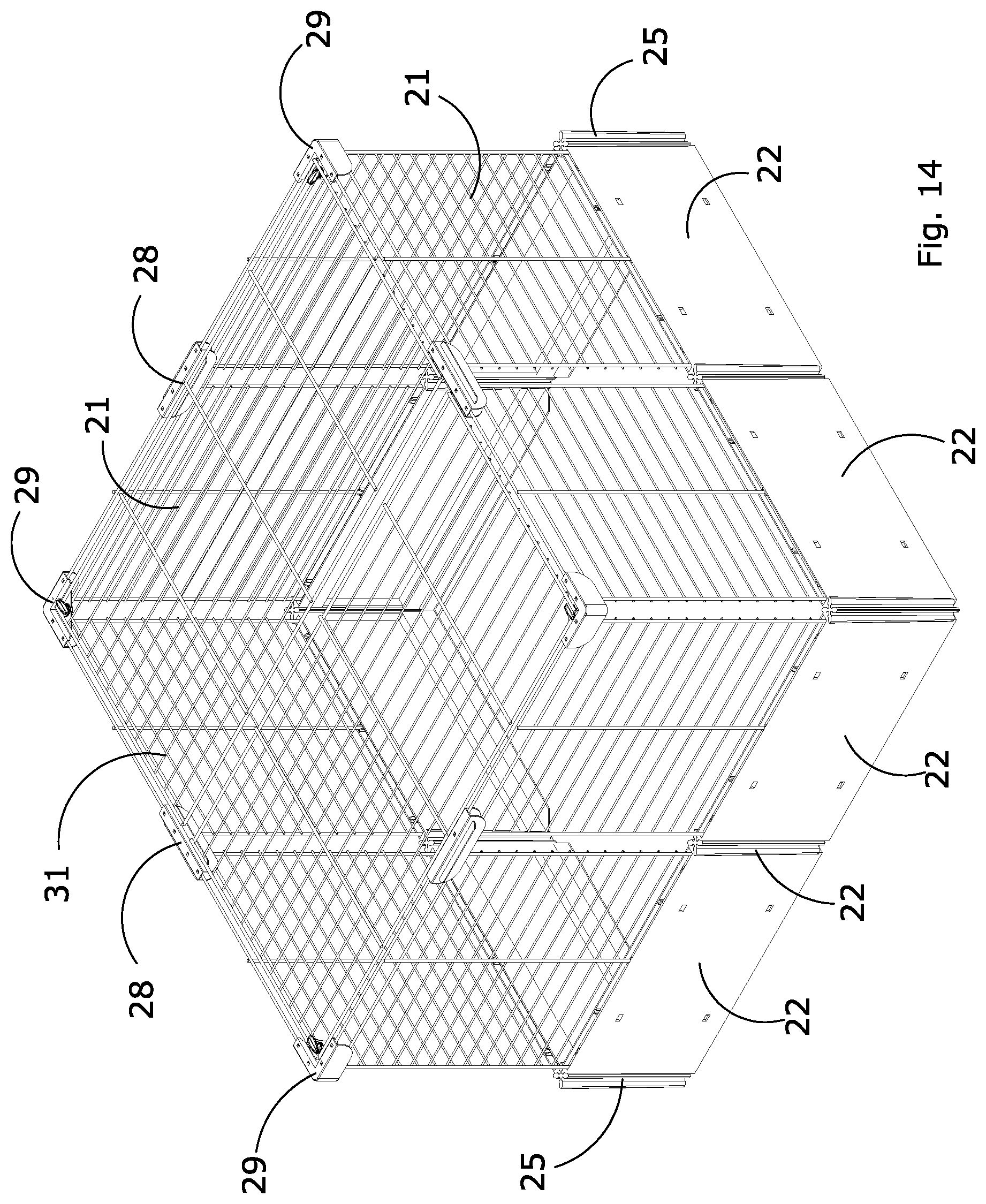 Patent US12324411 Figure 8 – Modular frame expandable to form a pet's cage