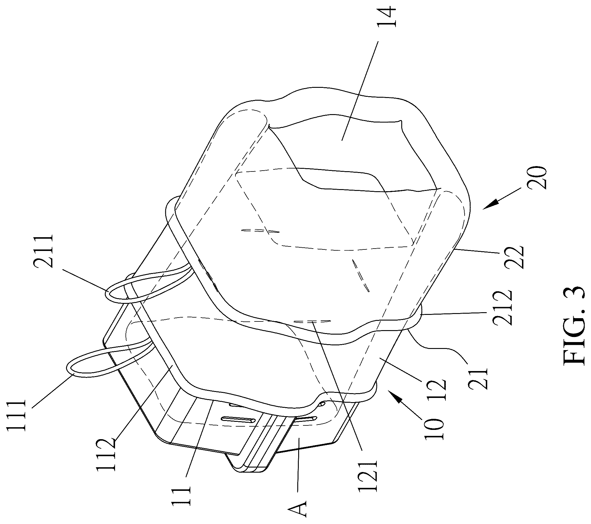 Patent US12324417 Figure 3 – Pet restraint bag