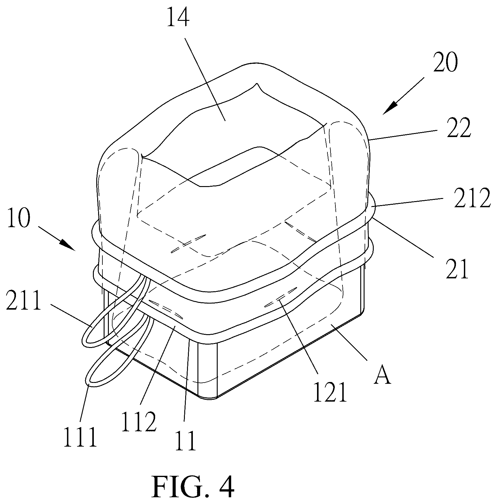 Patent US12324417 Figure 4 – Pet restraint bag