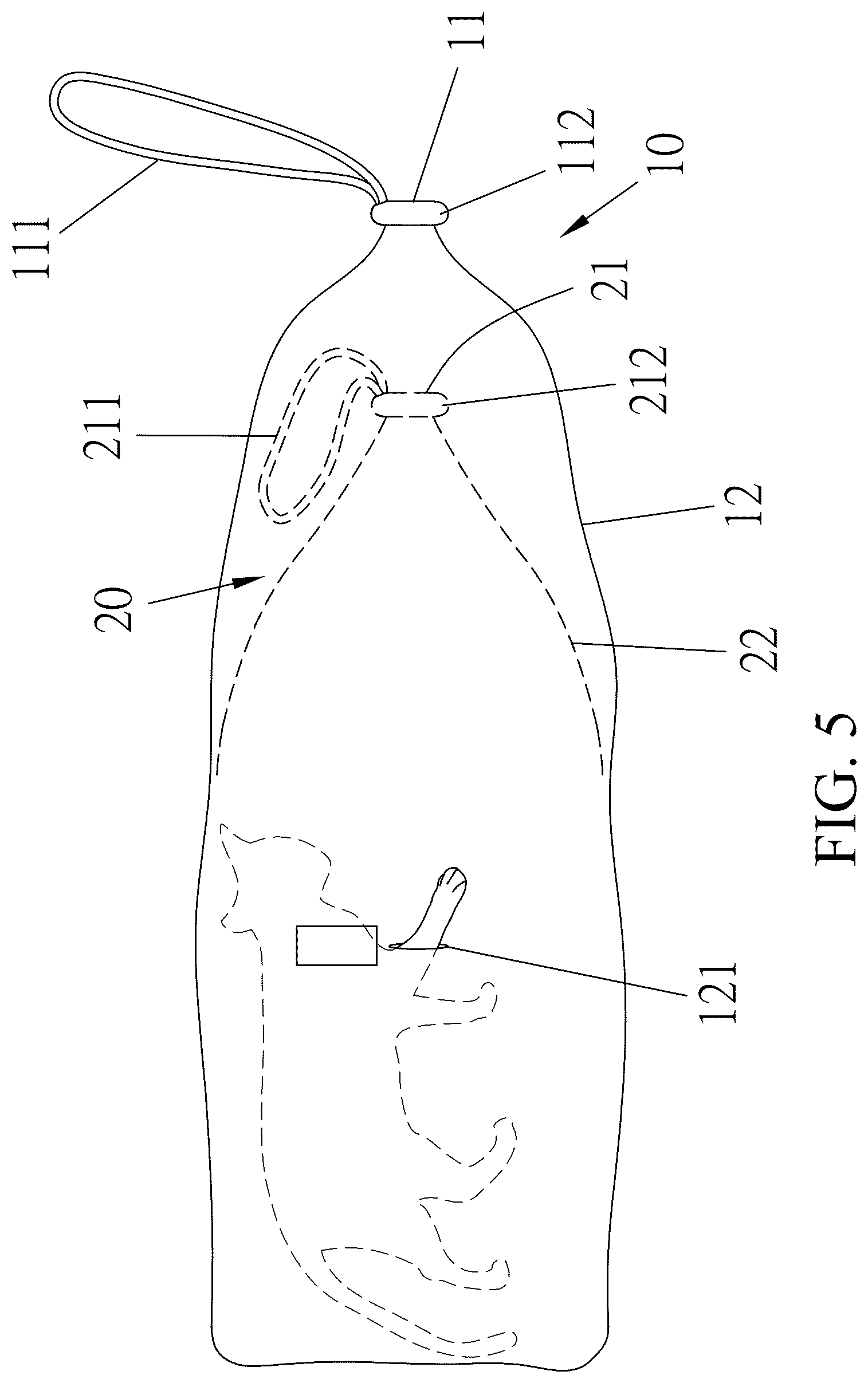 Patent US12324417 Figure 5 – Pet restraint bag