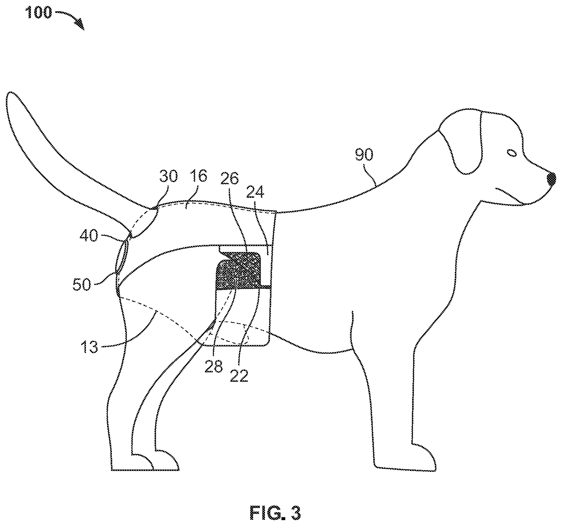 Patent US12324418 Figure 3 – Pet diaper with detachable waste bag