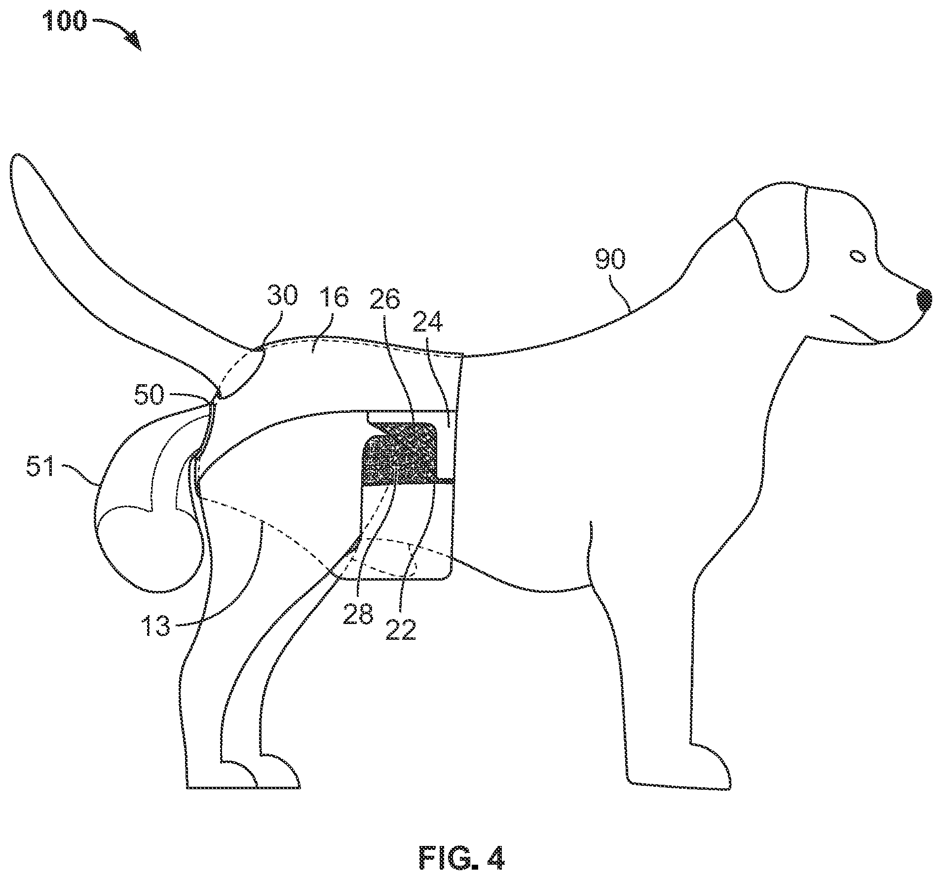 Patent US12324418 Figure 4 – Pet diaper with detachable waste bag