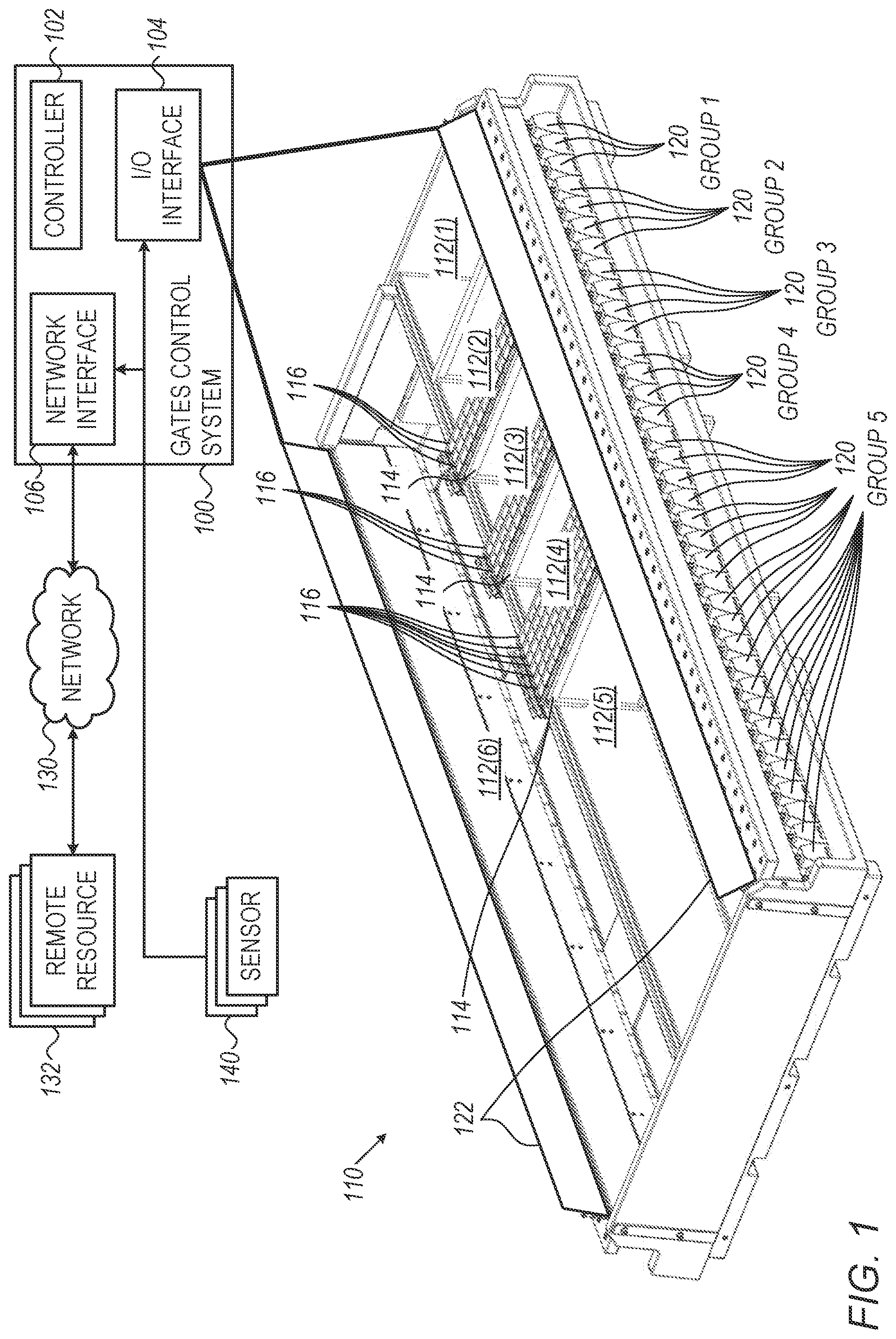 Patent US12324421 Figure 1 – Array of gates in automated bee habitat