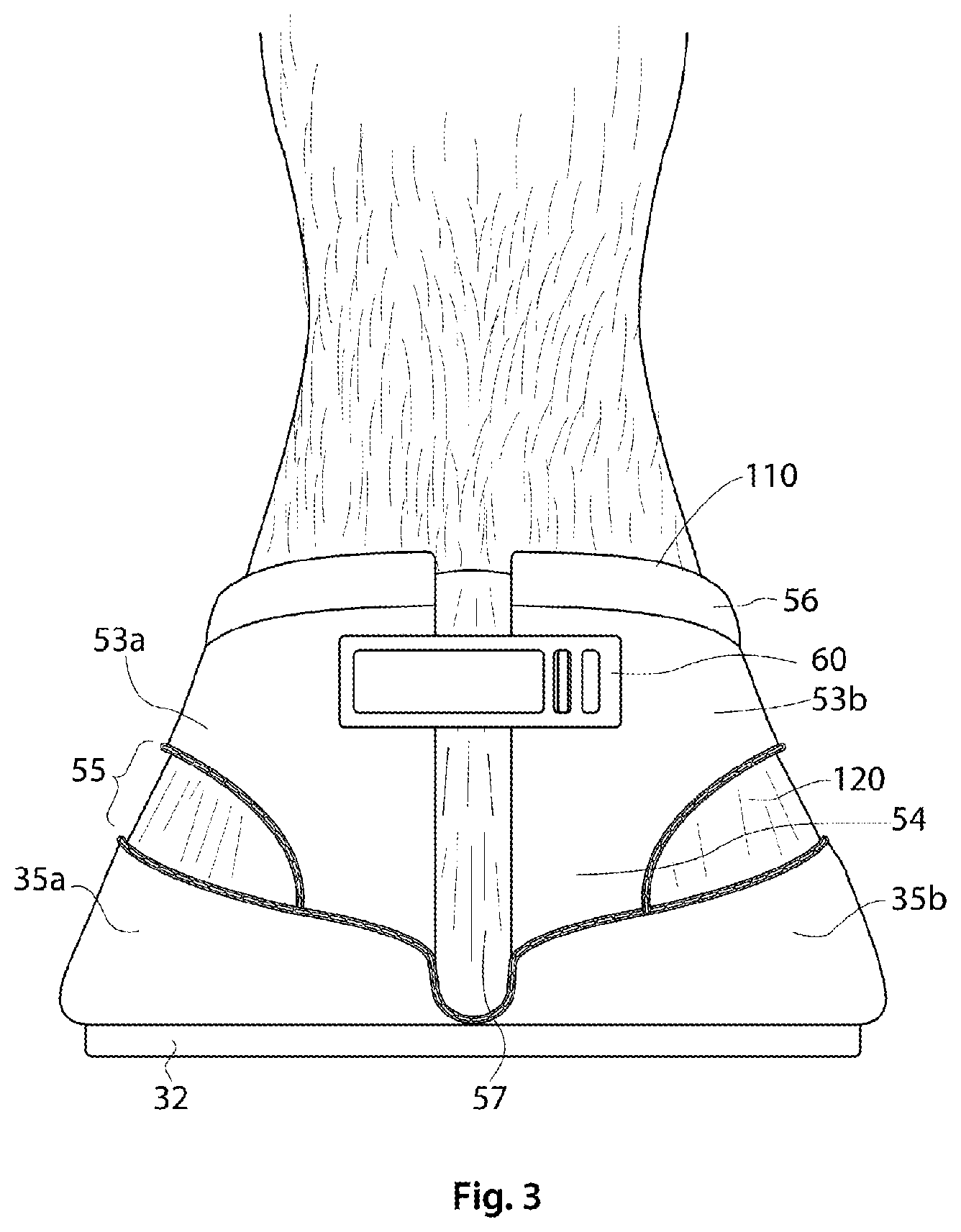 Patent US12324426 Figure 3 – Equine hoof boot