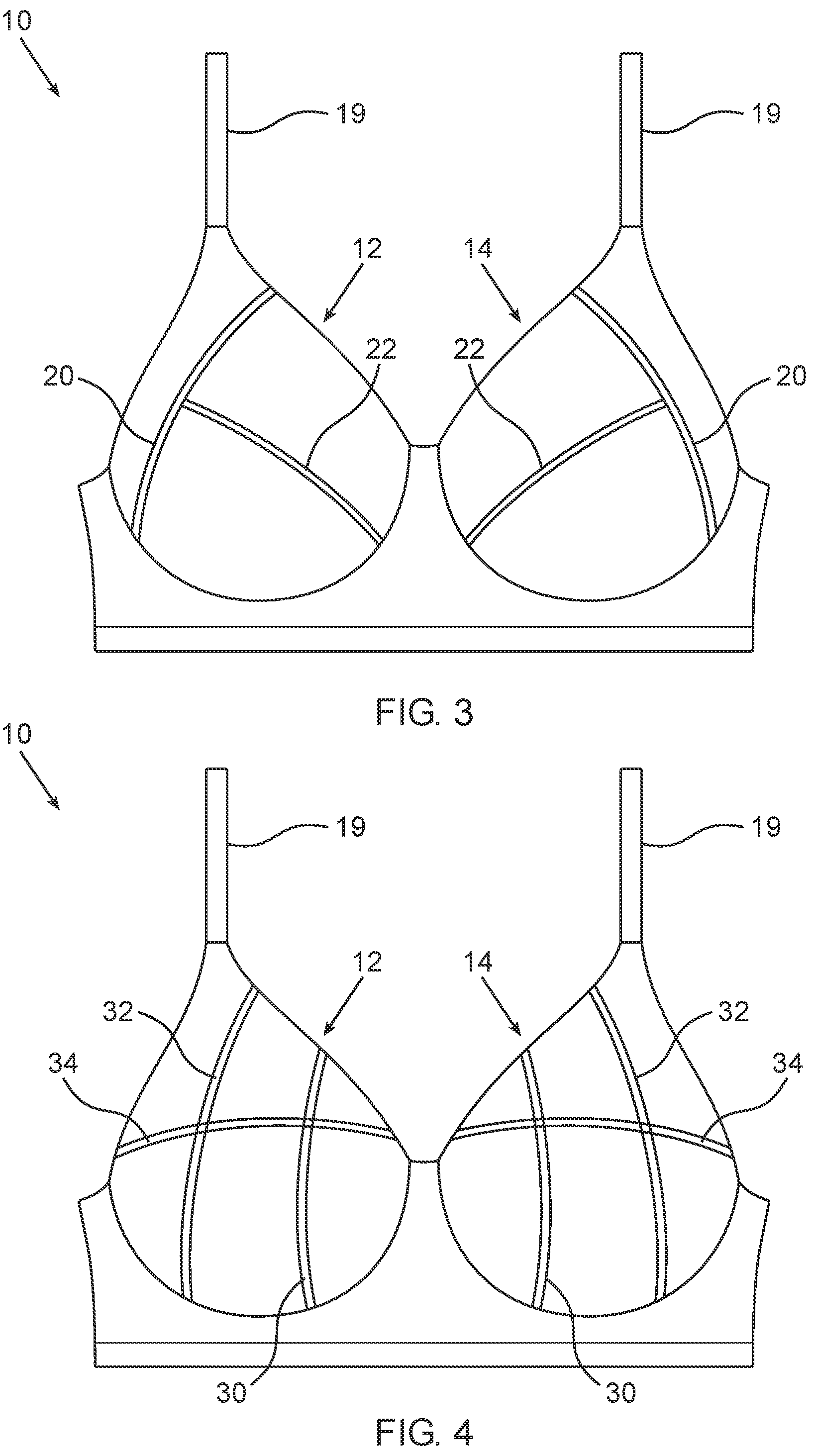 Patent US12324461 Figure 2 – Brassiere with cups having reinforcing elements