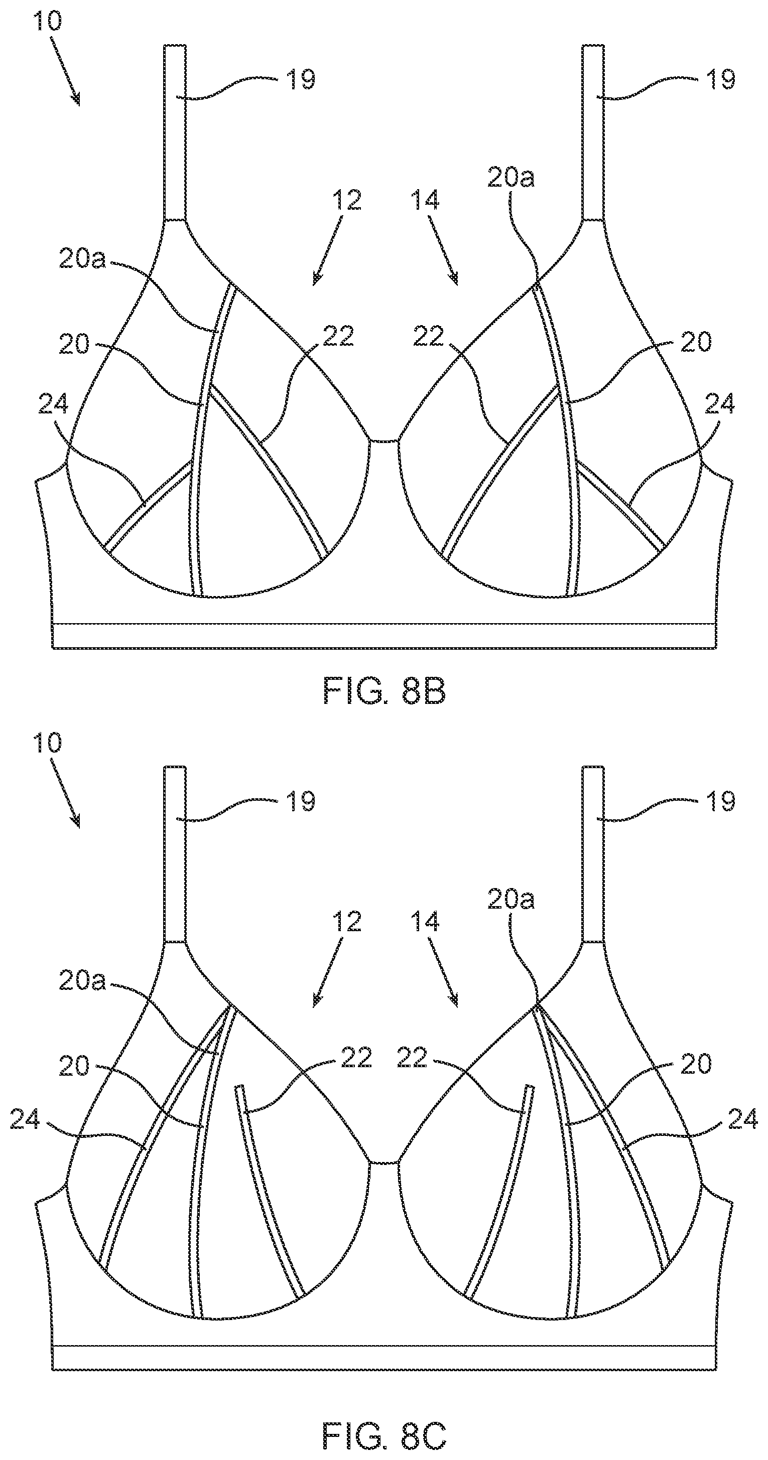 Patent US12324461 Figure 5 – Brassiere with cups having reinforcing elements
