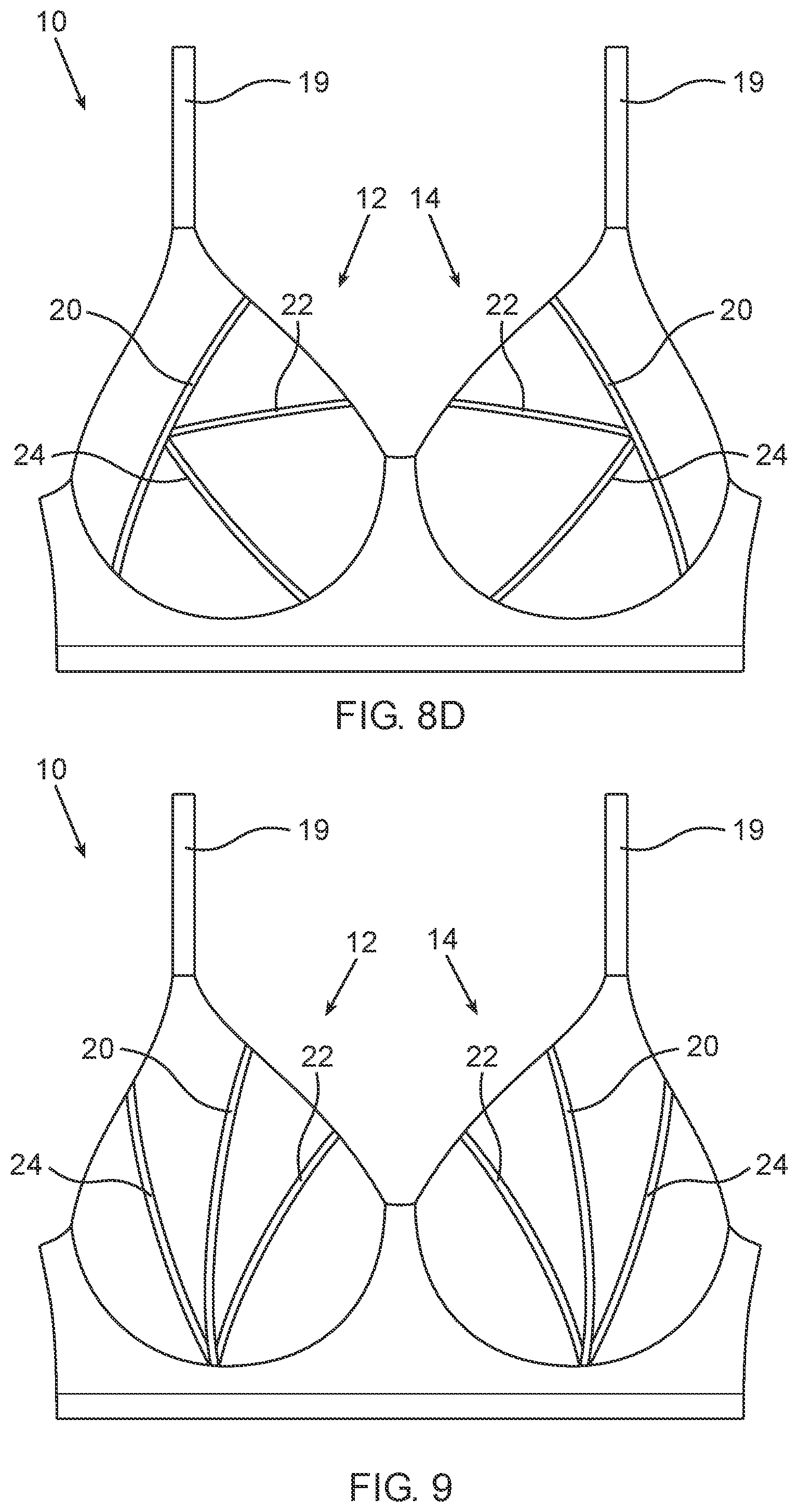 Patent US12324461 Figure 6 – Brassiere with cups having reinforcing elements