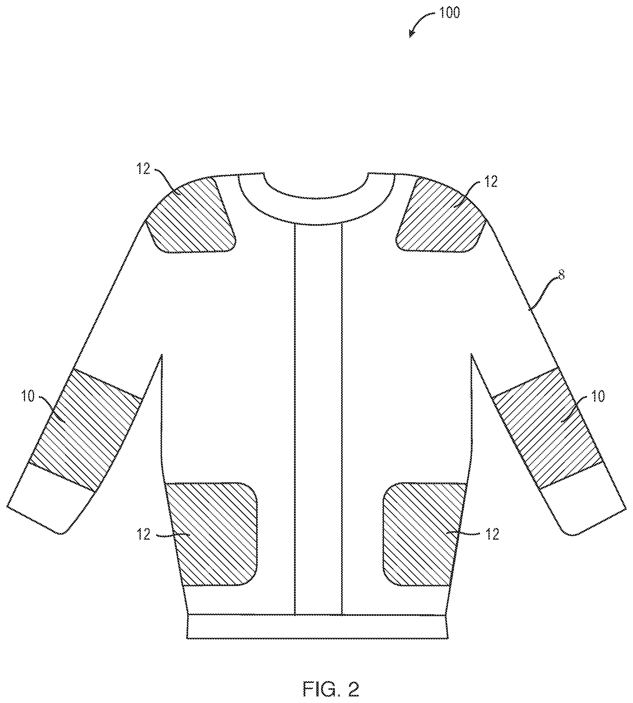 Patent US12324463 Figure 2 – Electronic garment with haptic feedback