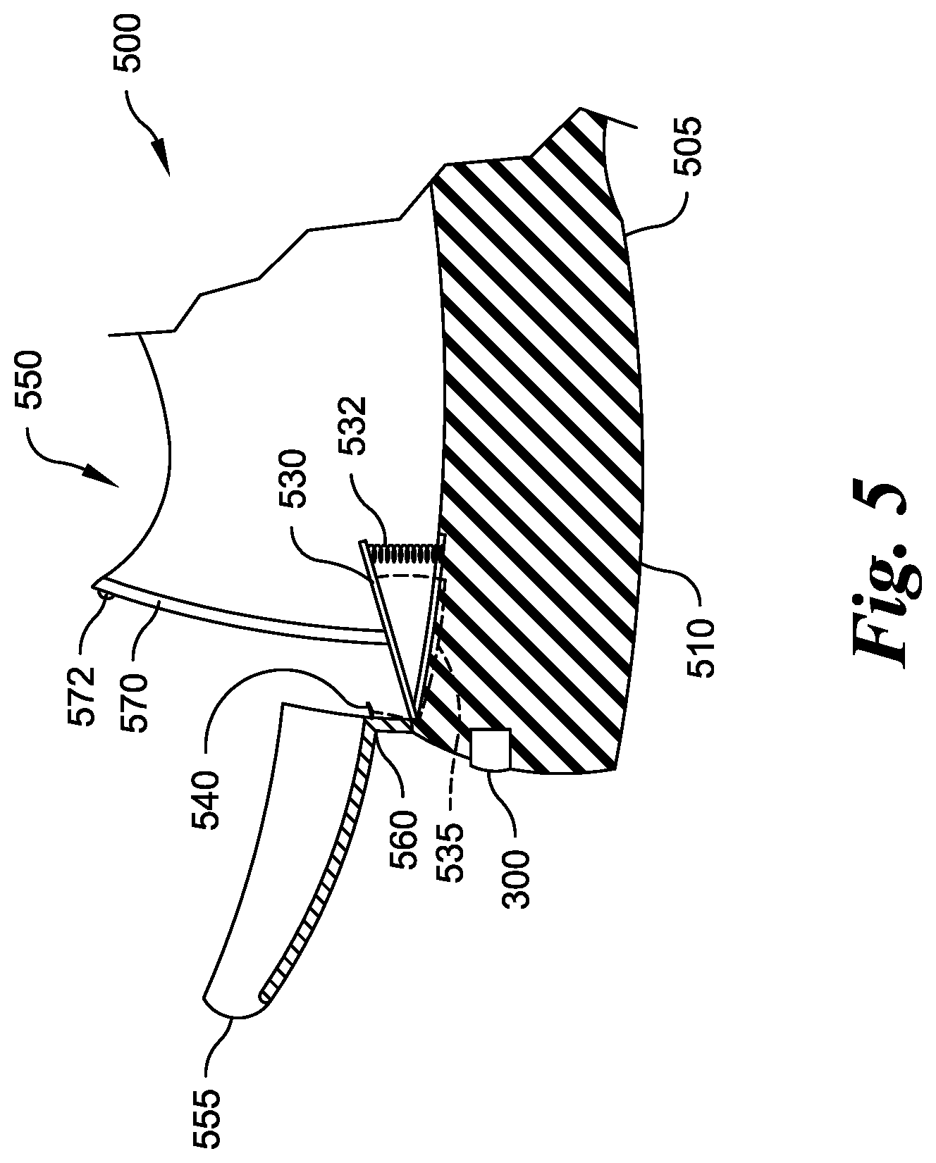 Patent US12324476 Figure 5 – Article of footwear with hands free donning and removal
