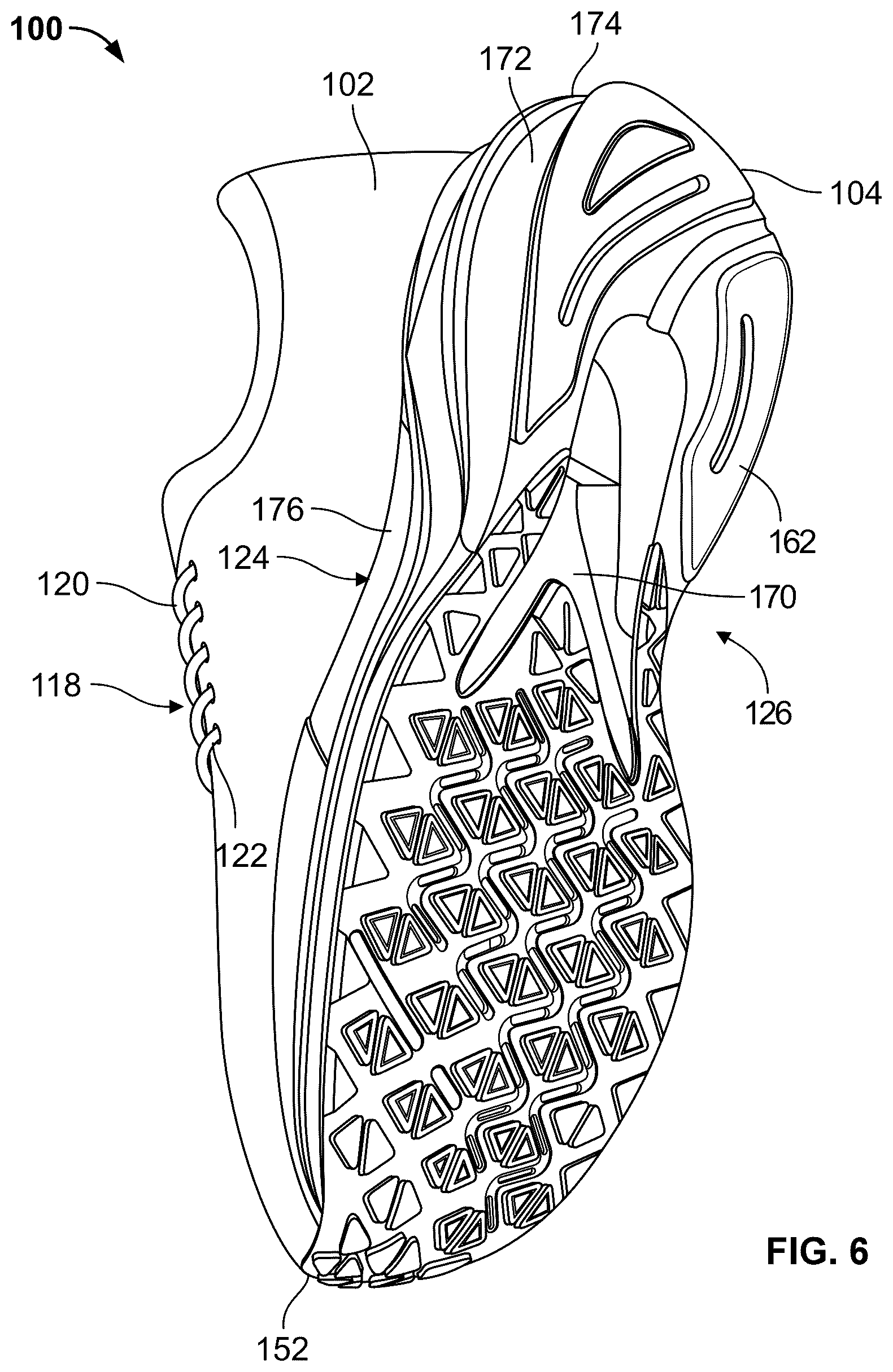 Patent US12324477 Figure 4 – Articles of footwear with support structures