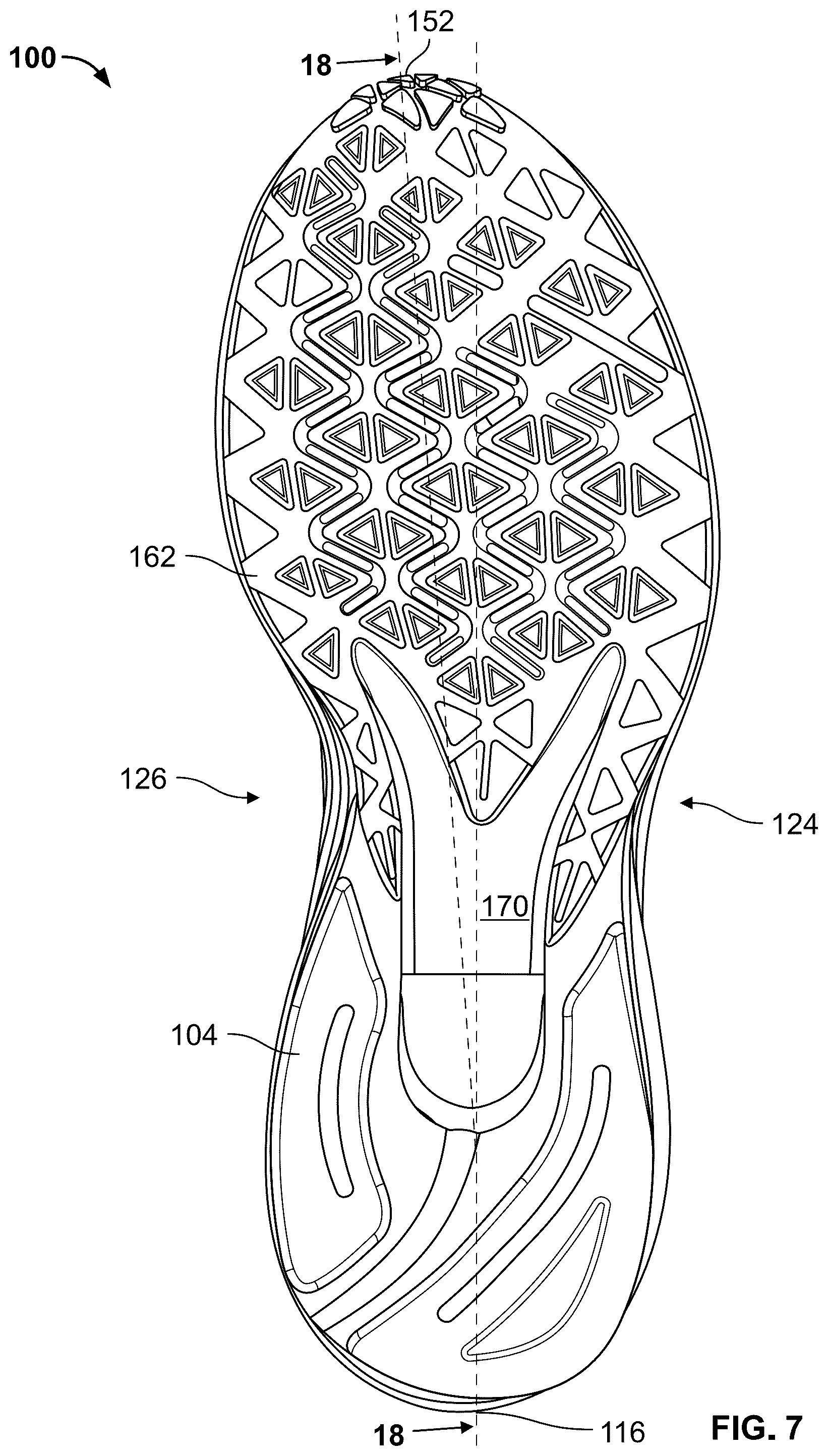 Patent US12324477 Figure 5 – Articles of footwear with support structures