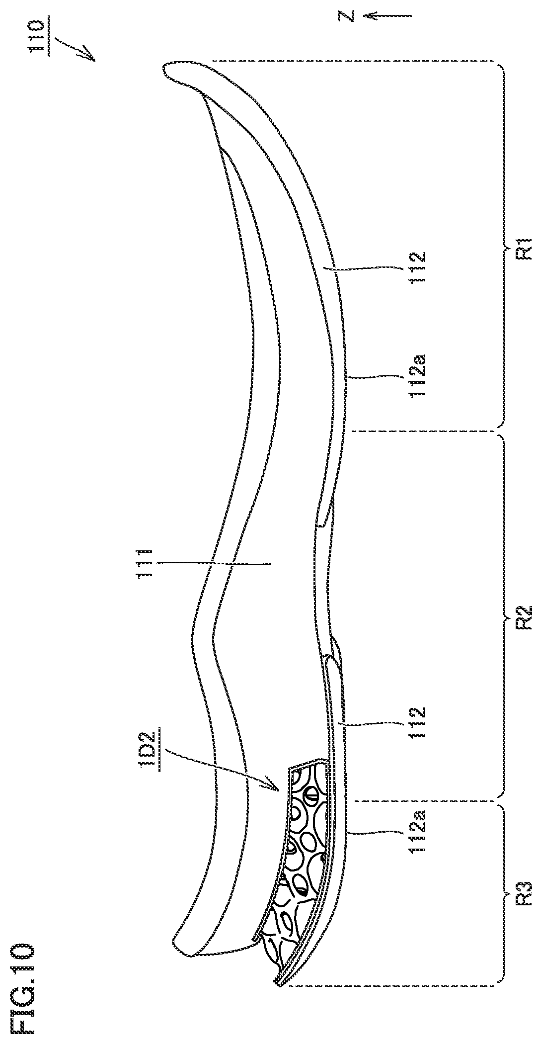 Patent US12324479 Figure 10 – Shock absorber, shoe sole, and shoe