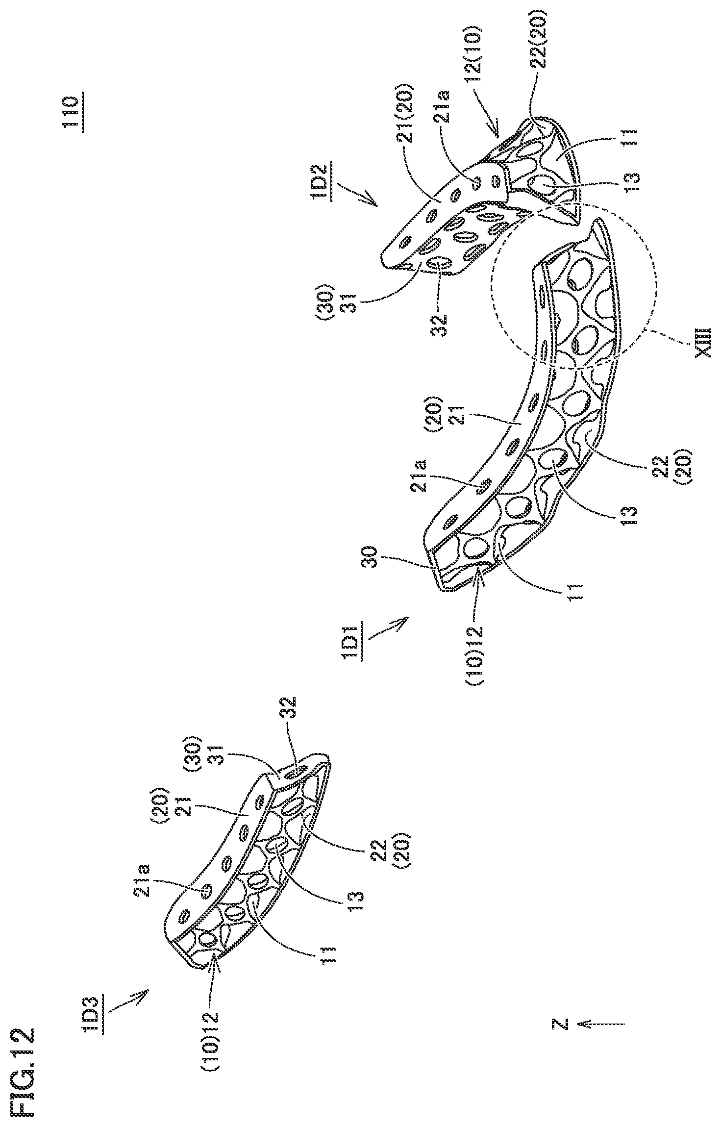 Patent US12324479 Figure 12 – Shock absorber, shoe sole, and shoe