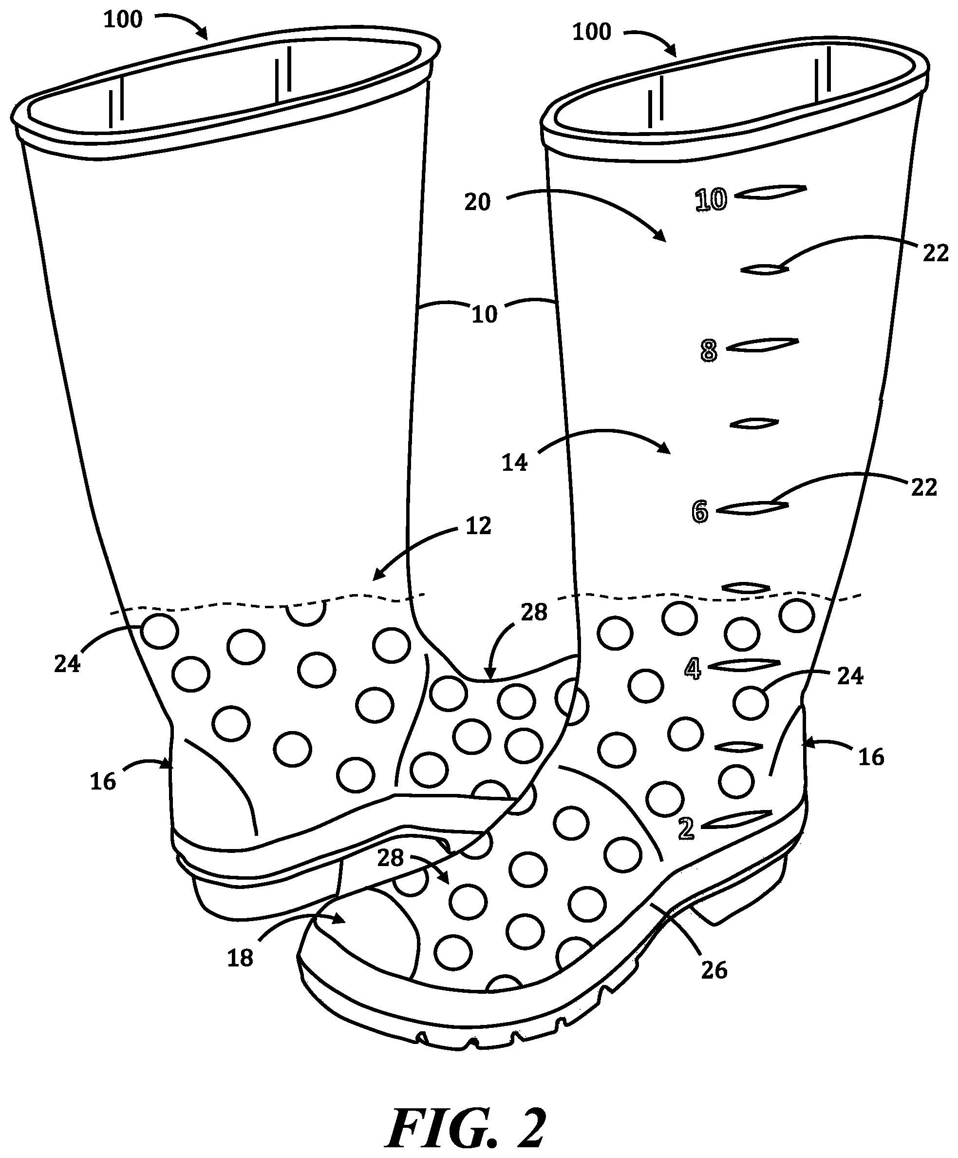 Patent US12324481 Figure 2 – Boot with integrated ruler