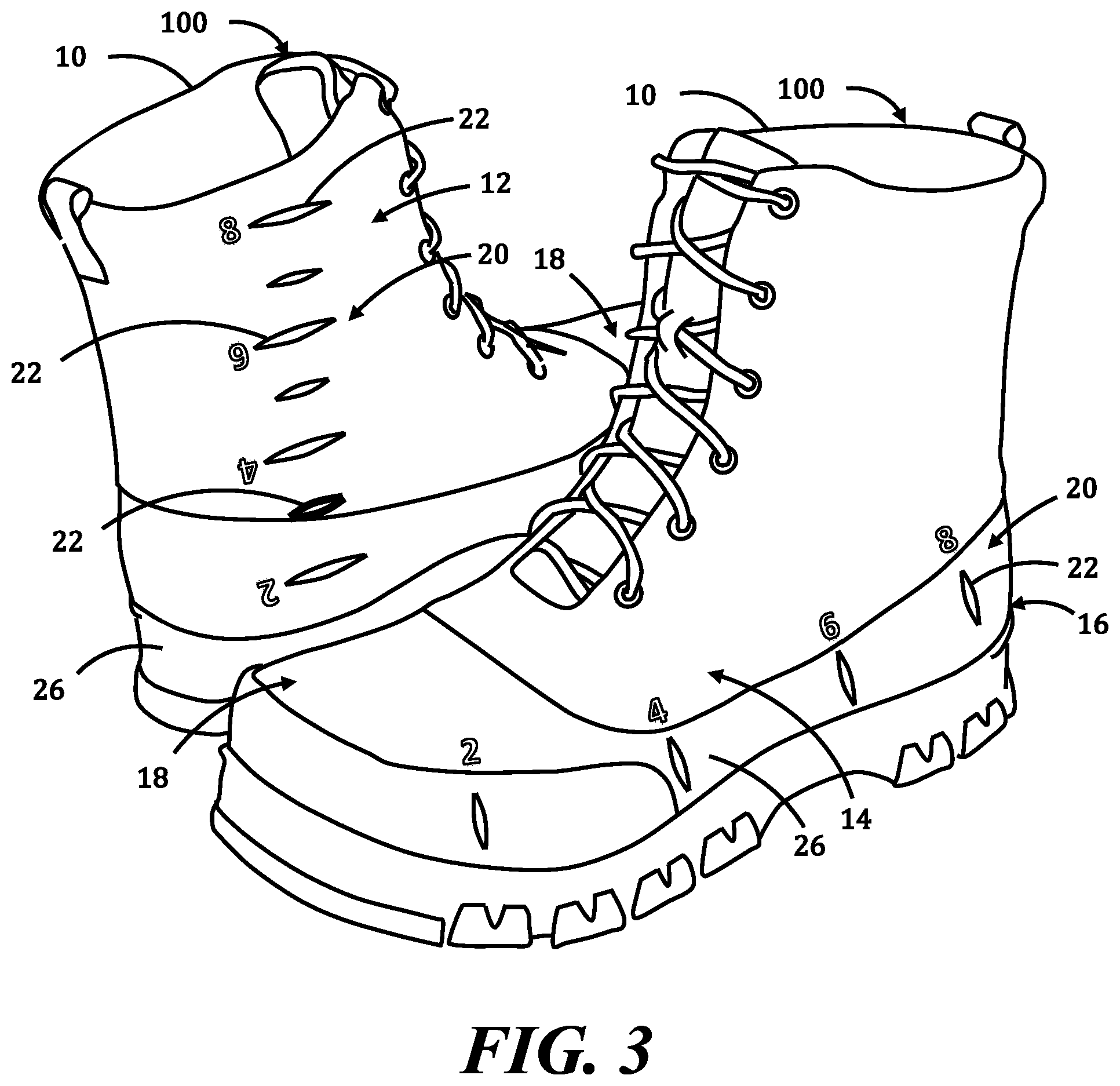 Patent US12324481 Figure 3 – Boot with integrated ruler