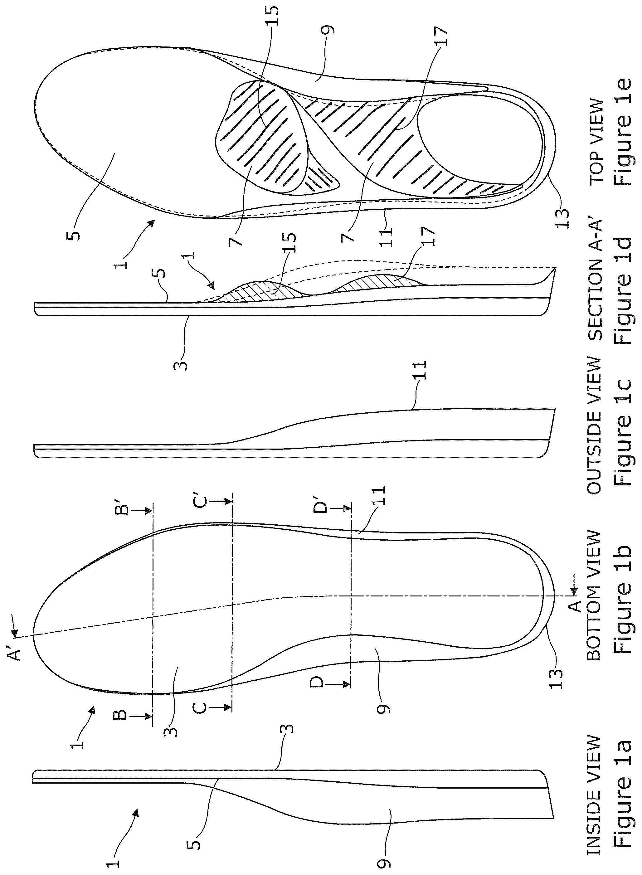 Patent US12324486 Figure 1 – Insole apparatus and method of manufacture thereof