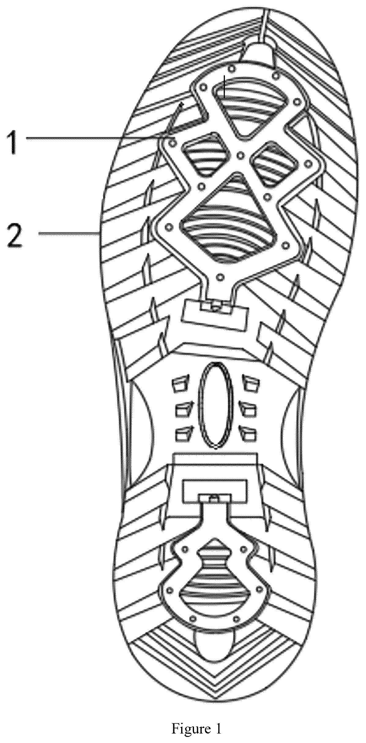 Patent US12324487 Figure 1 – Rotatable anti-slip device and all-terrain anti-slip sole