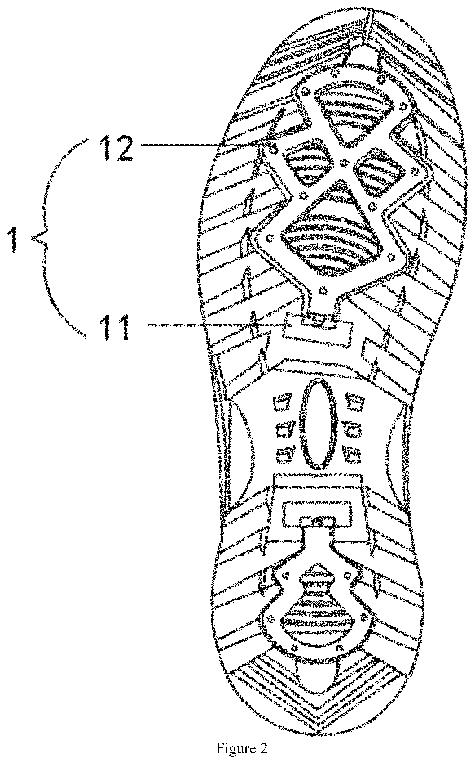 Patent US12324487 Figure 2 – Rotatable anti-slip device and all-terrain anti-slip sole