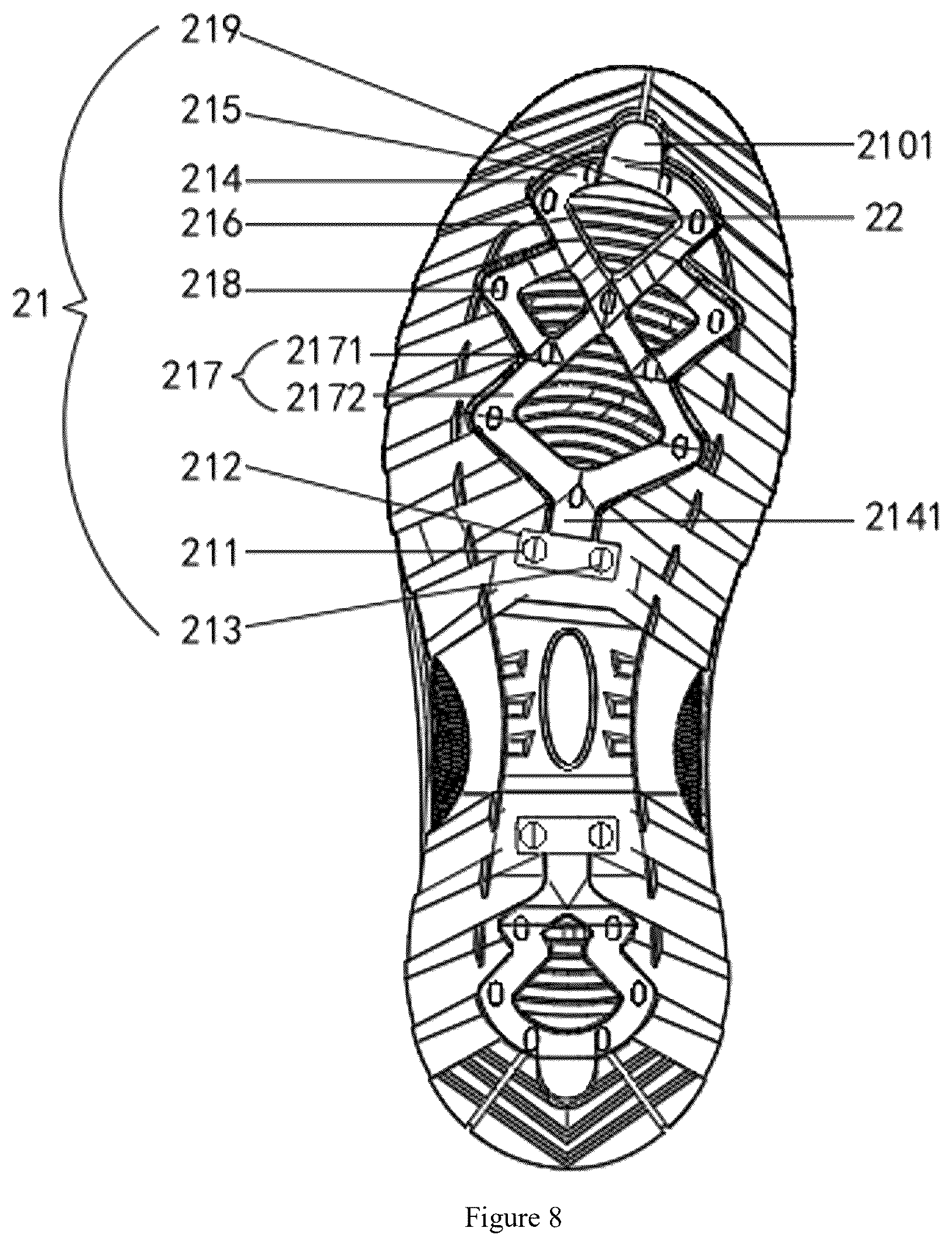 Patent US12324487 Figure 8 – Rotatable anti-slip device and all-terrain anti-slip sole