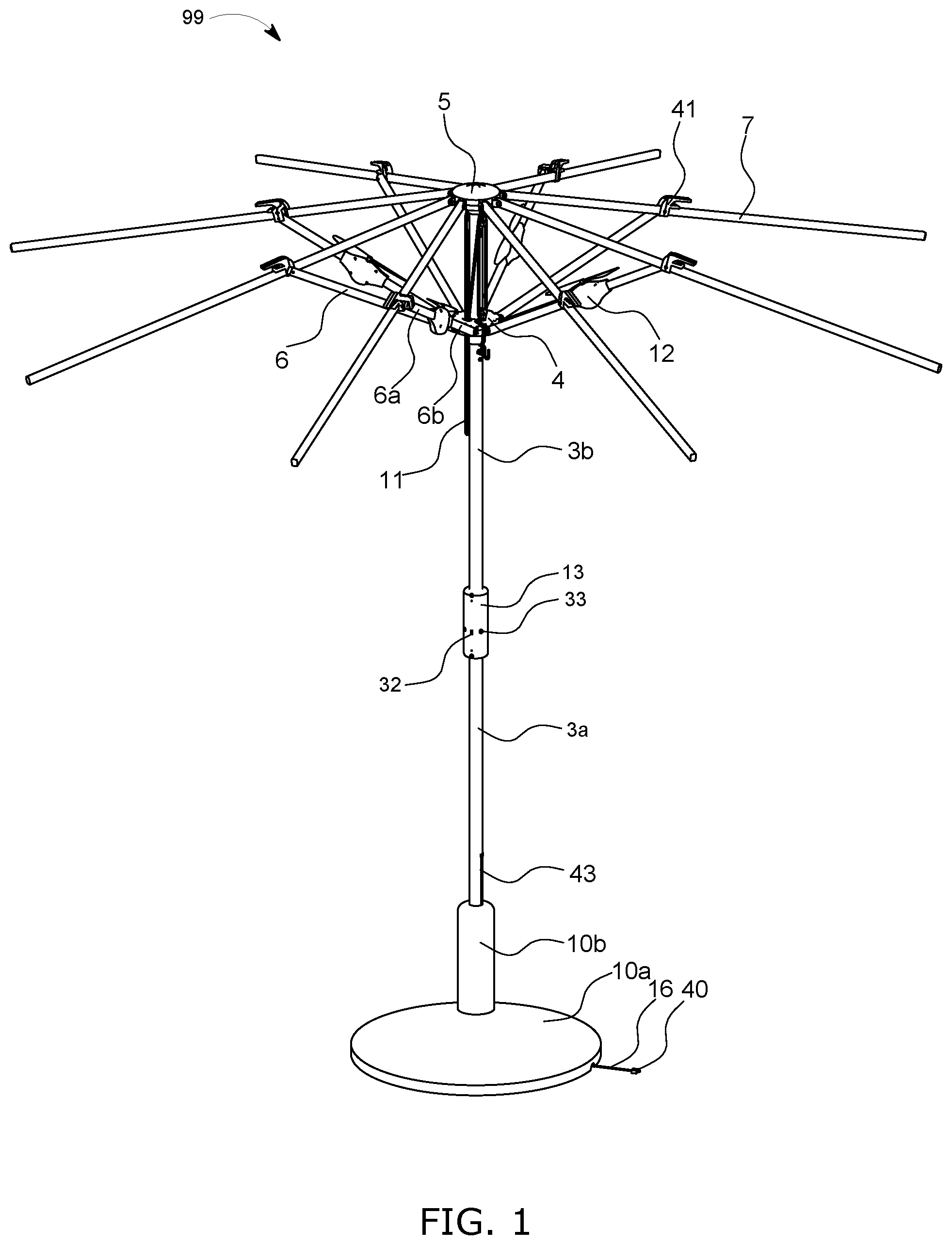 Patent US12324493 Figure 1 – Parasol fan, systems, and assemblies