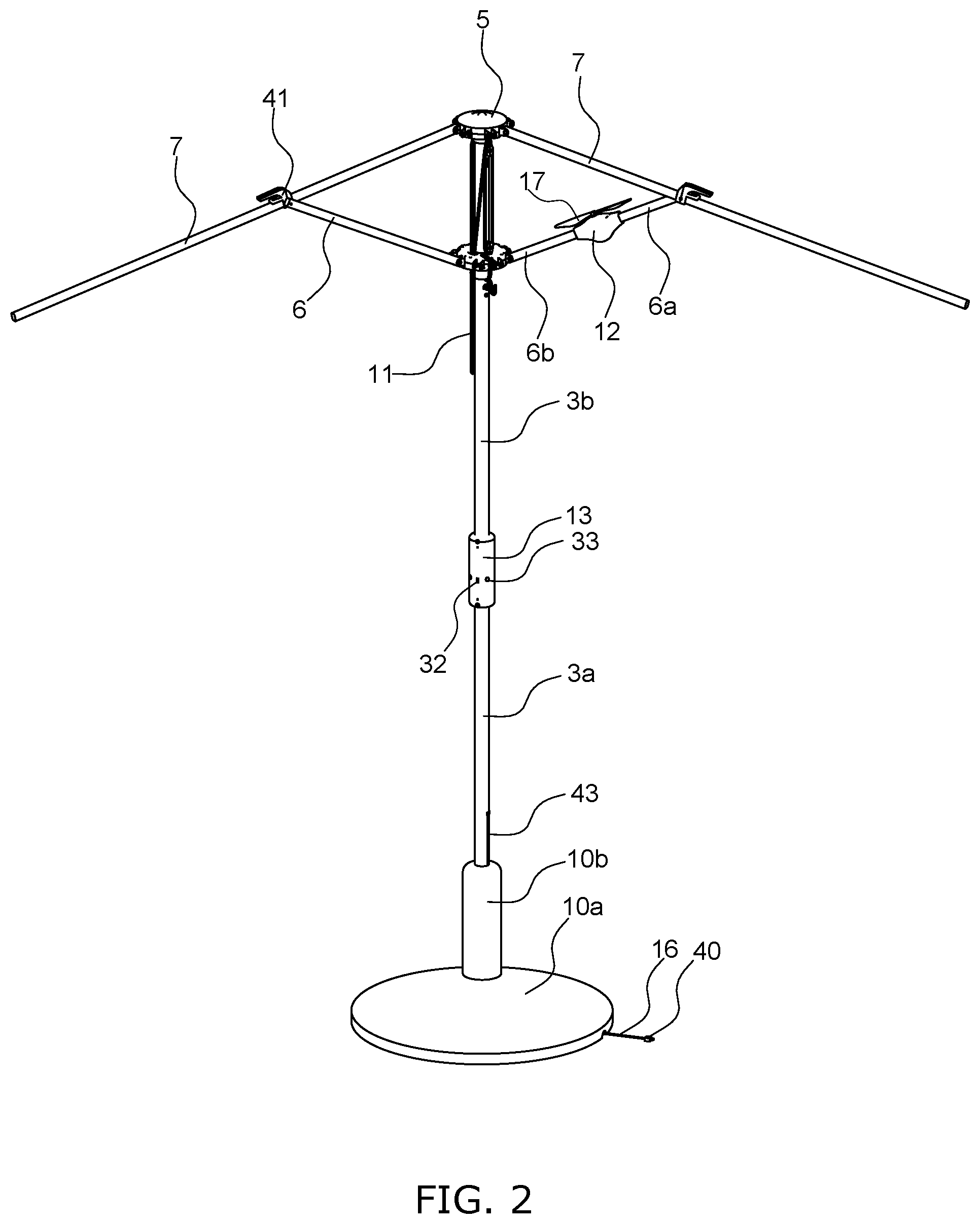 Patent US12324493 Figure 2 – Parasol fan, systems, and assemblies