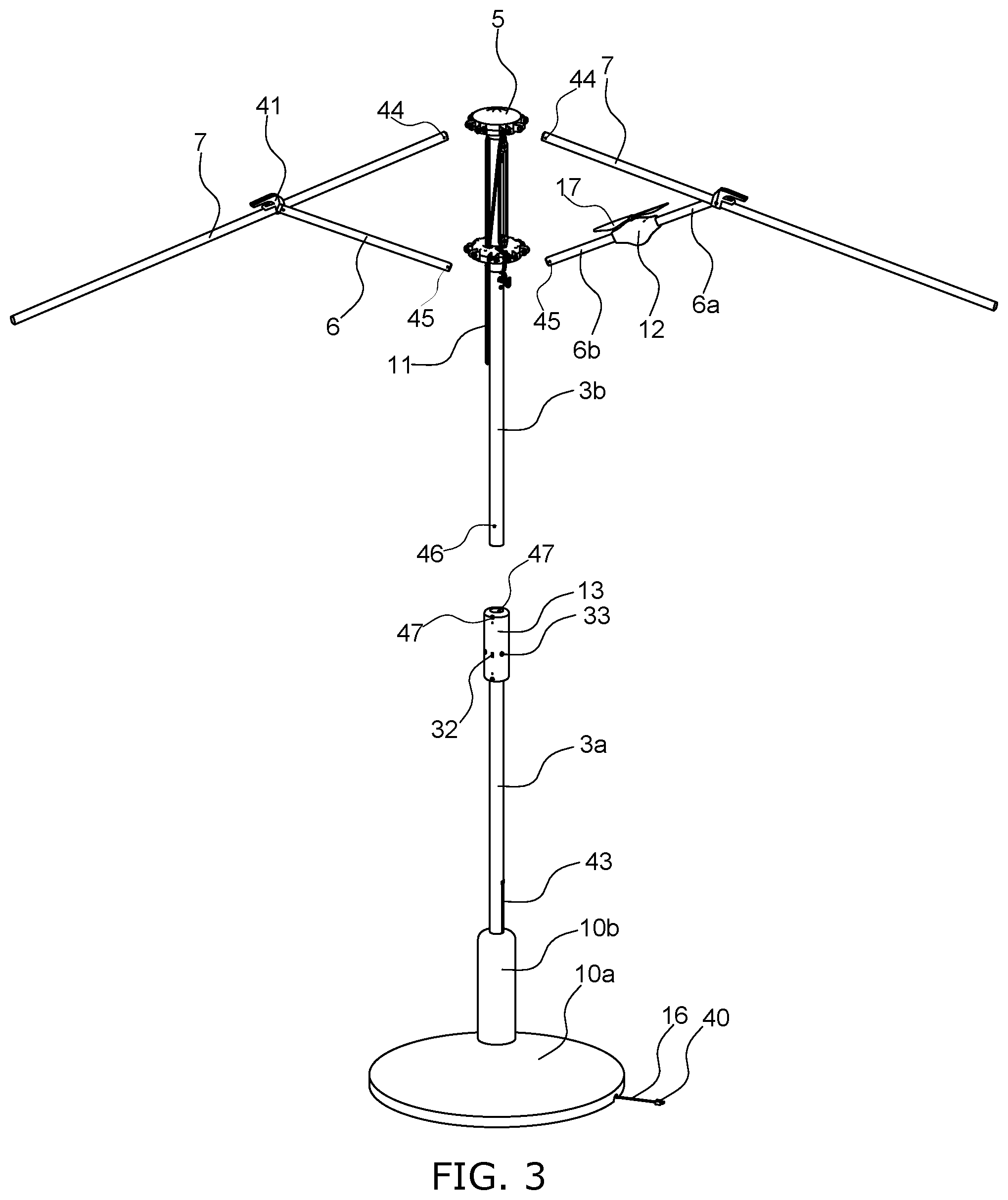 Patent US12324493 Figure 3 – Parasol fan, systems, and assemblies