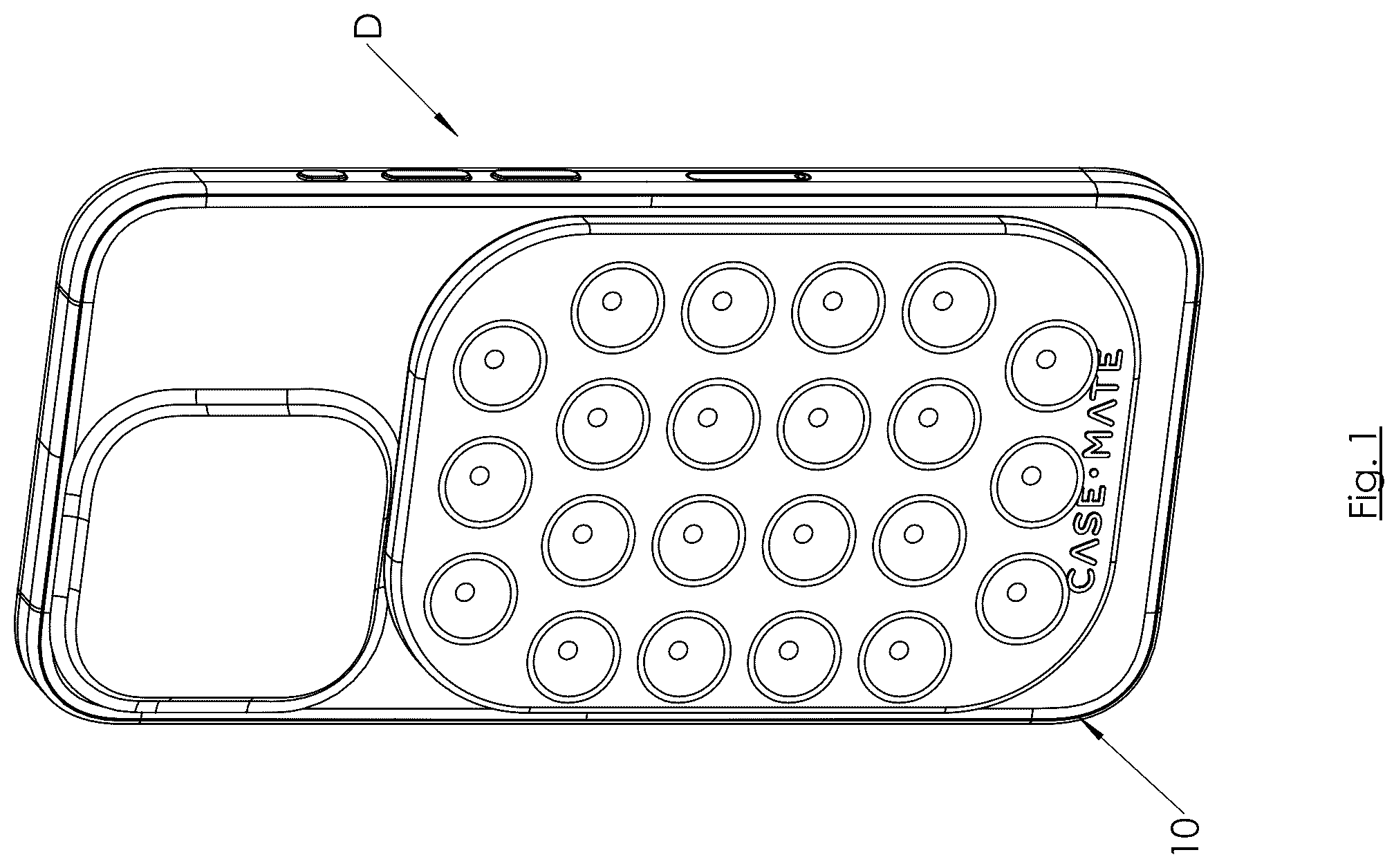 Patent US12324494 Figure 1 – Suction attachment accessory for portable electronic devices