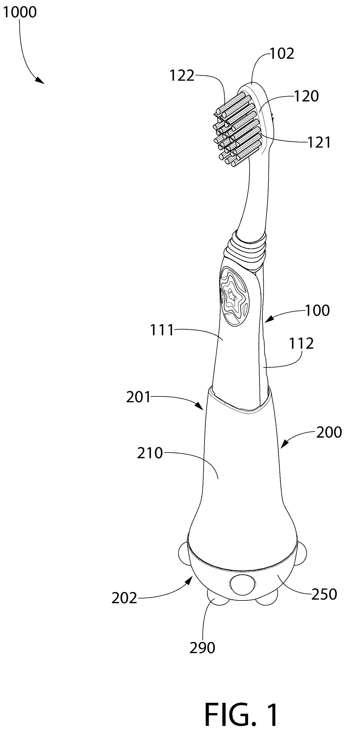 Patent US12324504 Figure 1 – Oral care system with a tracking attachment and method of assembling the same