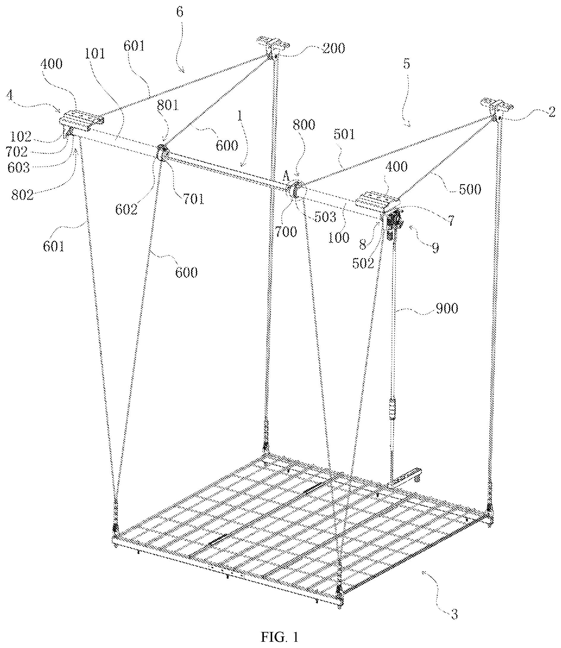 Patent US12324510 Figure 1 – Ceiling storage rack
