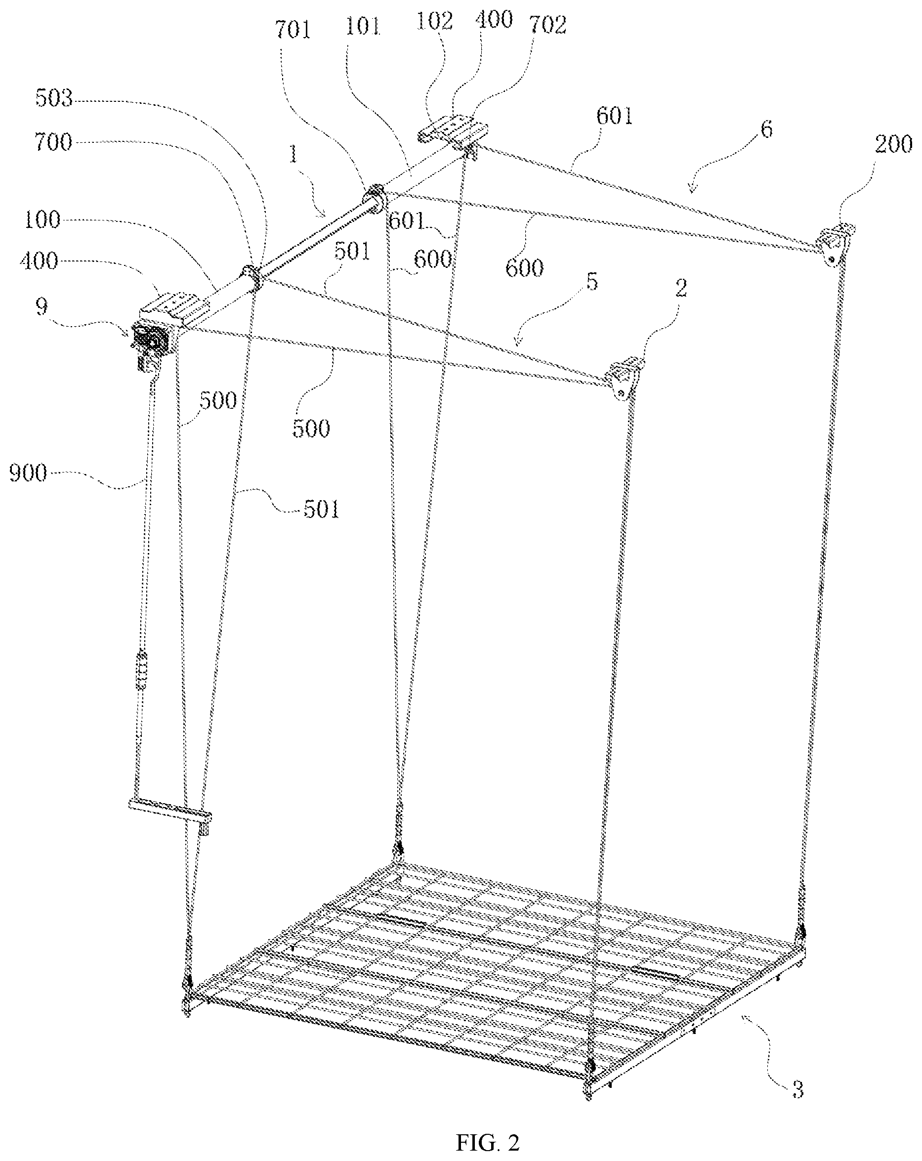 Patent US12324510 Figure 2 – Ceiling storage rack
