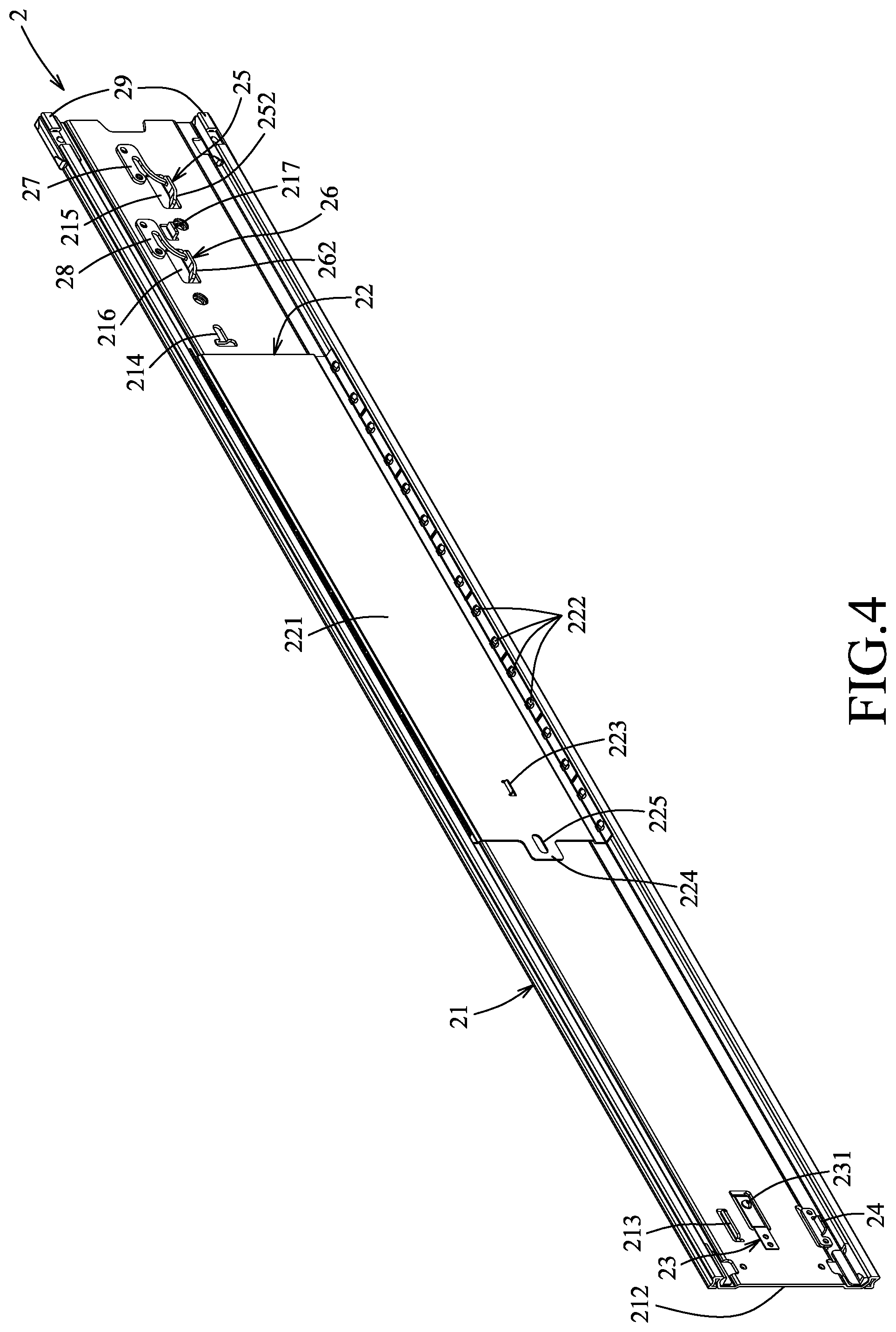 Patent US12324514 Figure 4 – Three-section slide rail device