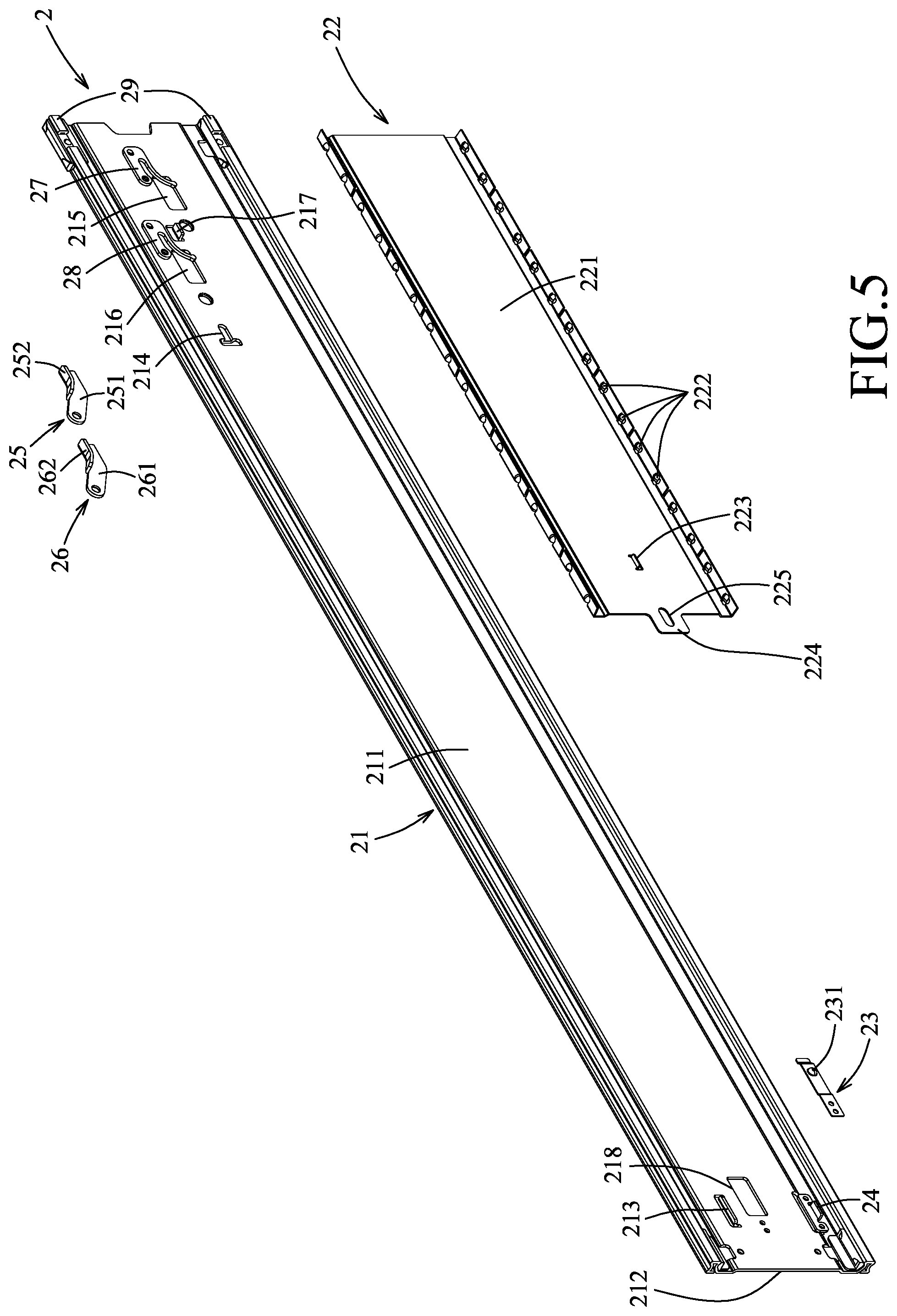Patent US12324514 Figure 5 – Three-section slide rail device