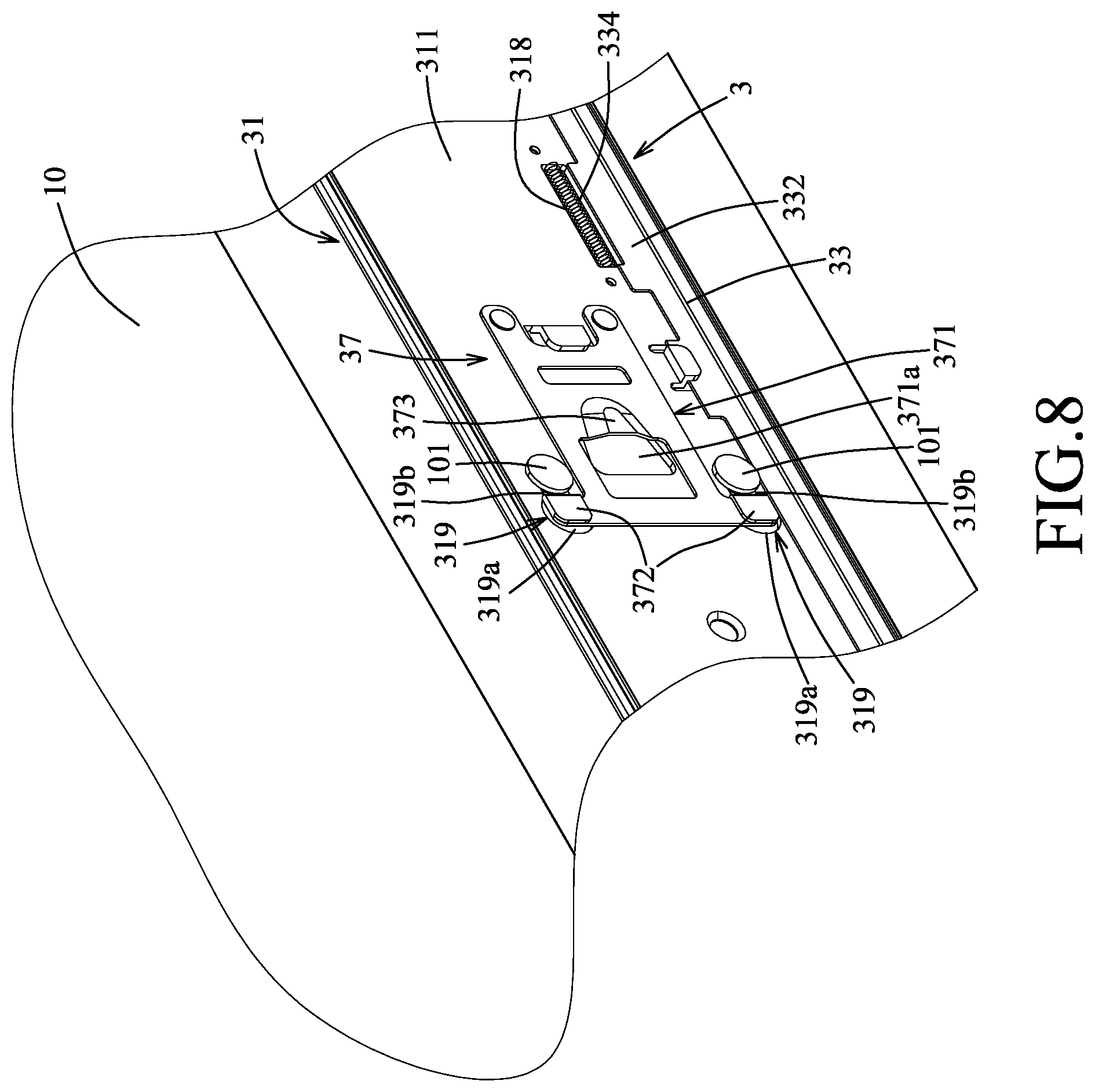 Patent US12324514 Figure 8 – Three-section slide rail device