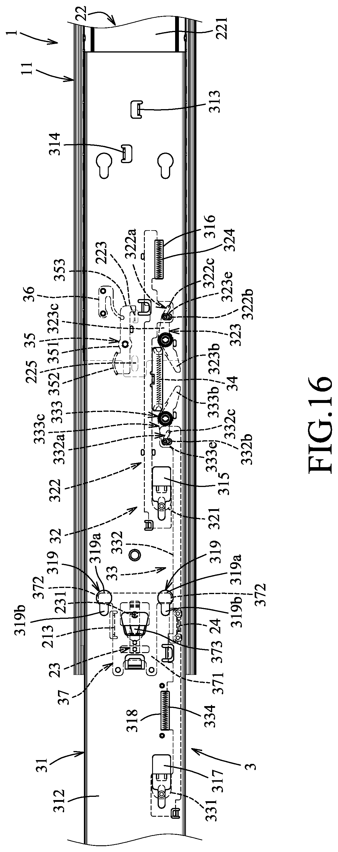 Patent US12324514 Figure 16 – Three-section slide rail device