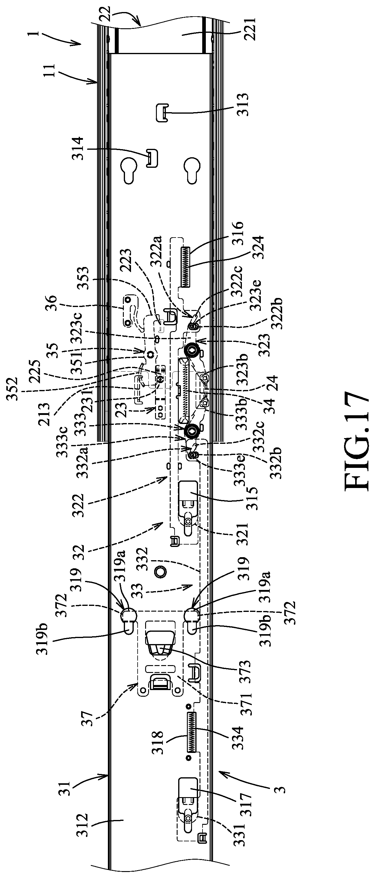 Patent US12324514 Figure 17 – Three-section slide rail device