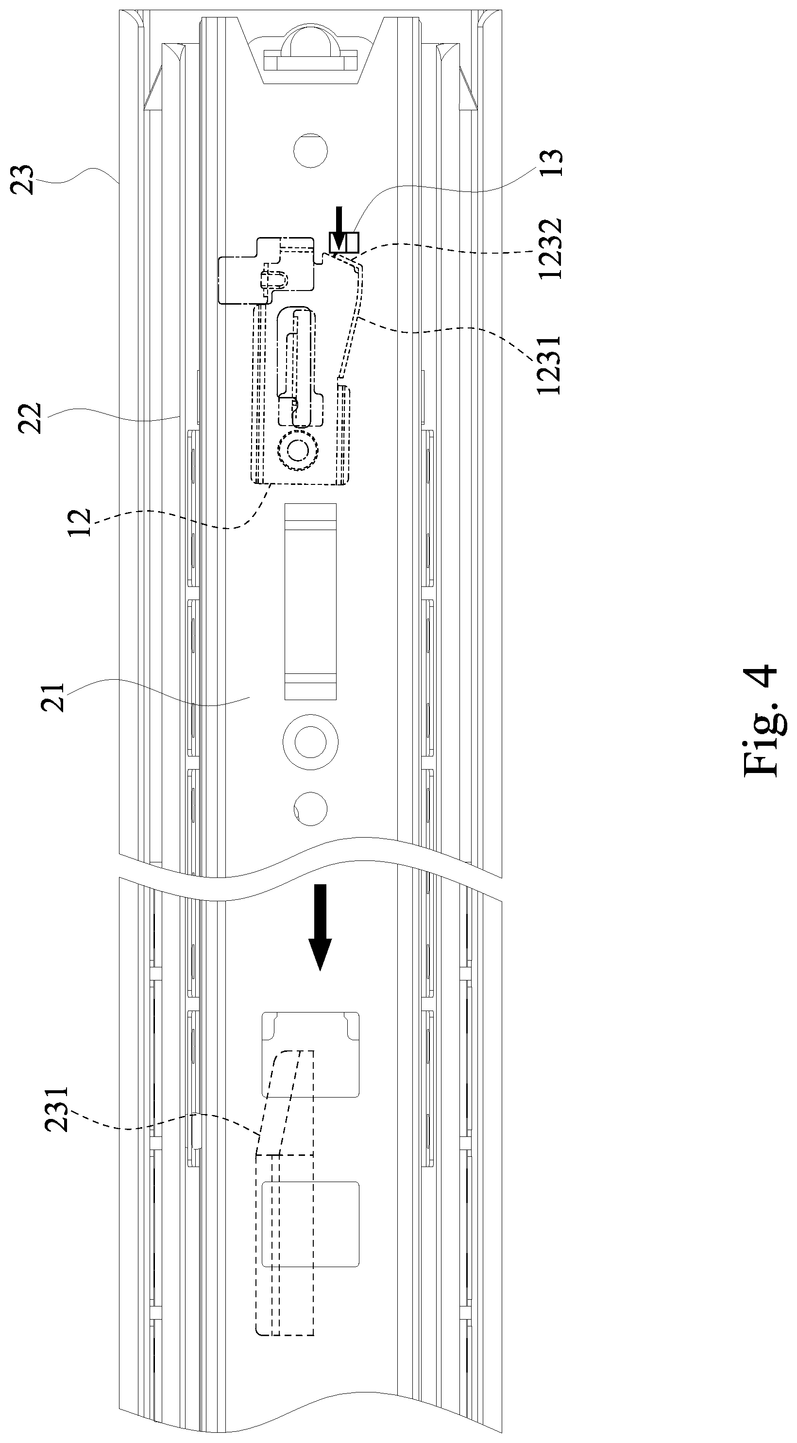 Patent US12324515 Figure 4 – Middle and inner rails synchronization mechanism of slide rail