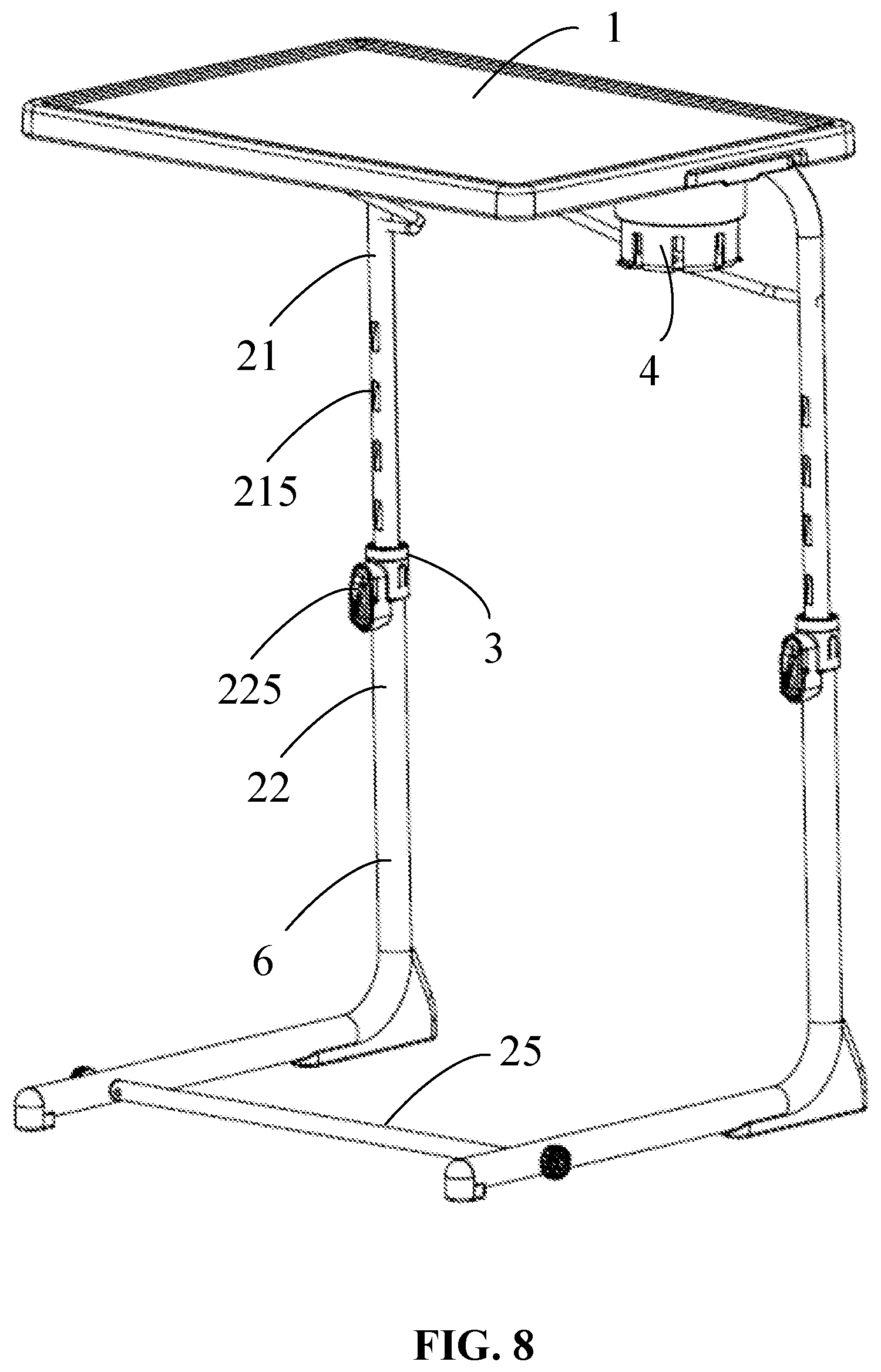 Patent US12324517 Figure 8 – Foldable table with leg rotation limiting structure