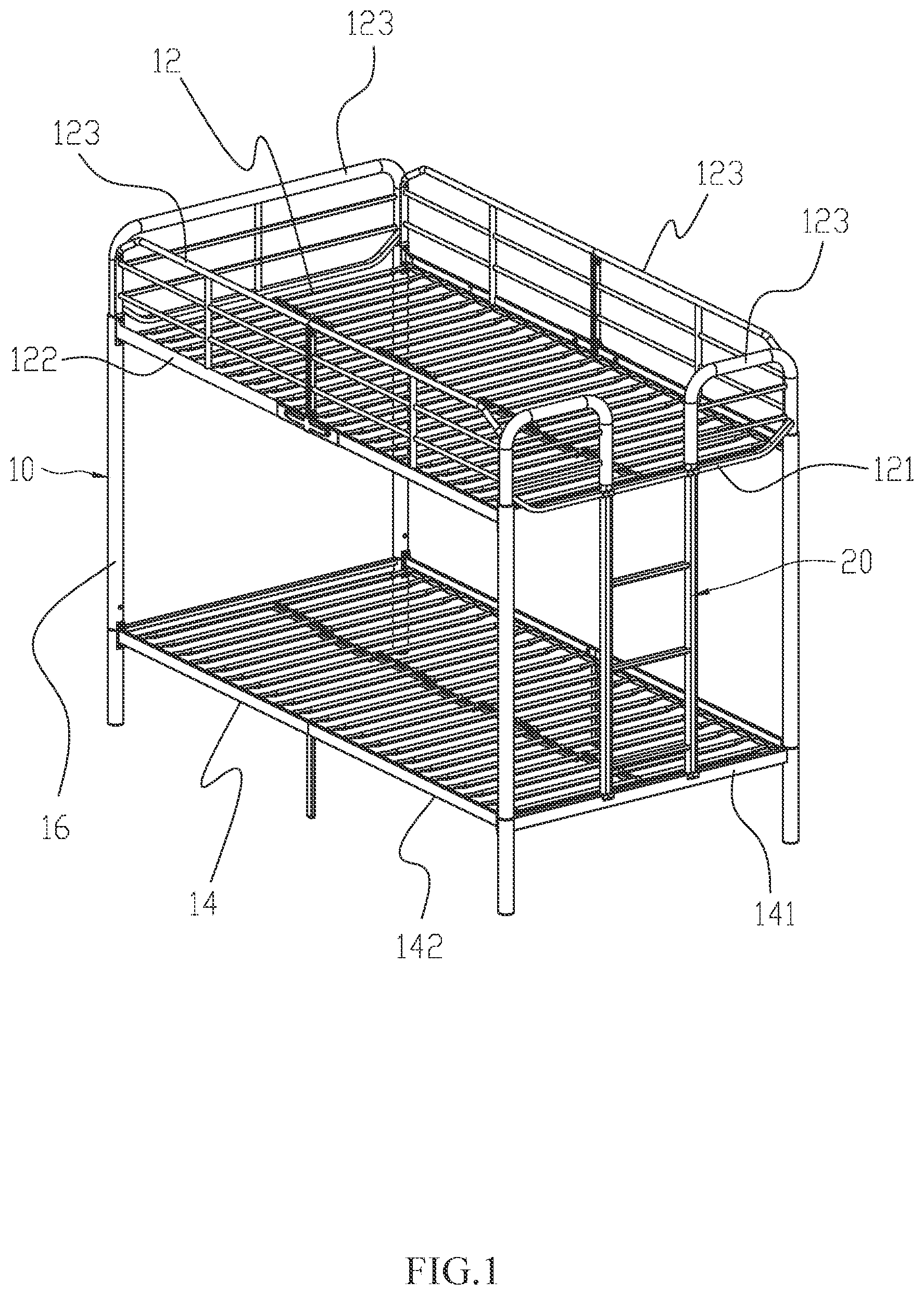 Patent US12324522 Figure 1 – Bed ladder configured to be installed on bed frame for use