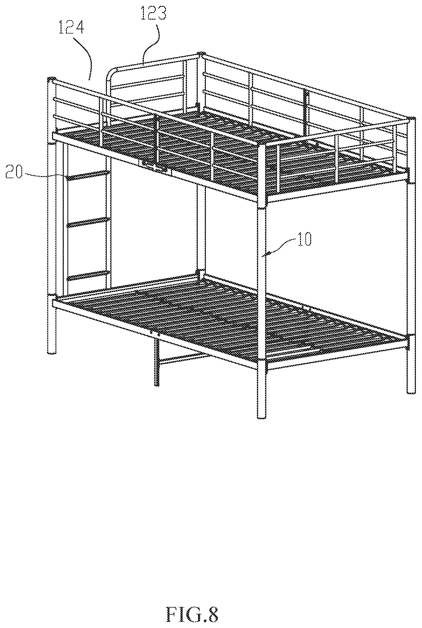 Patent US12324522 Figure 8 – Bed ladder configured to be installed on bed frame for use
