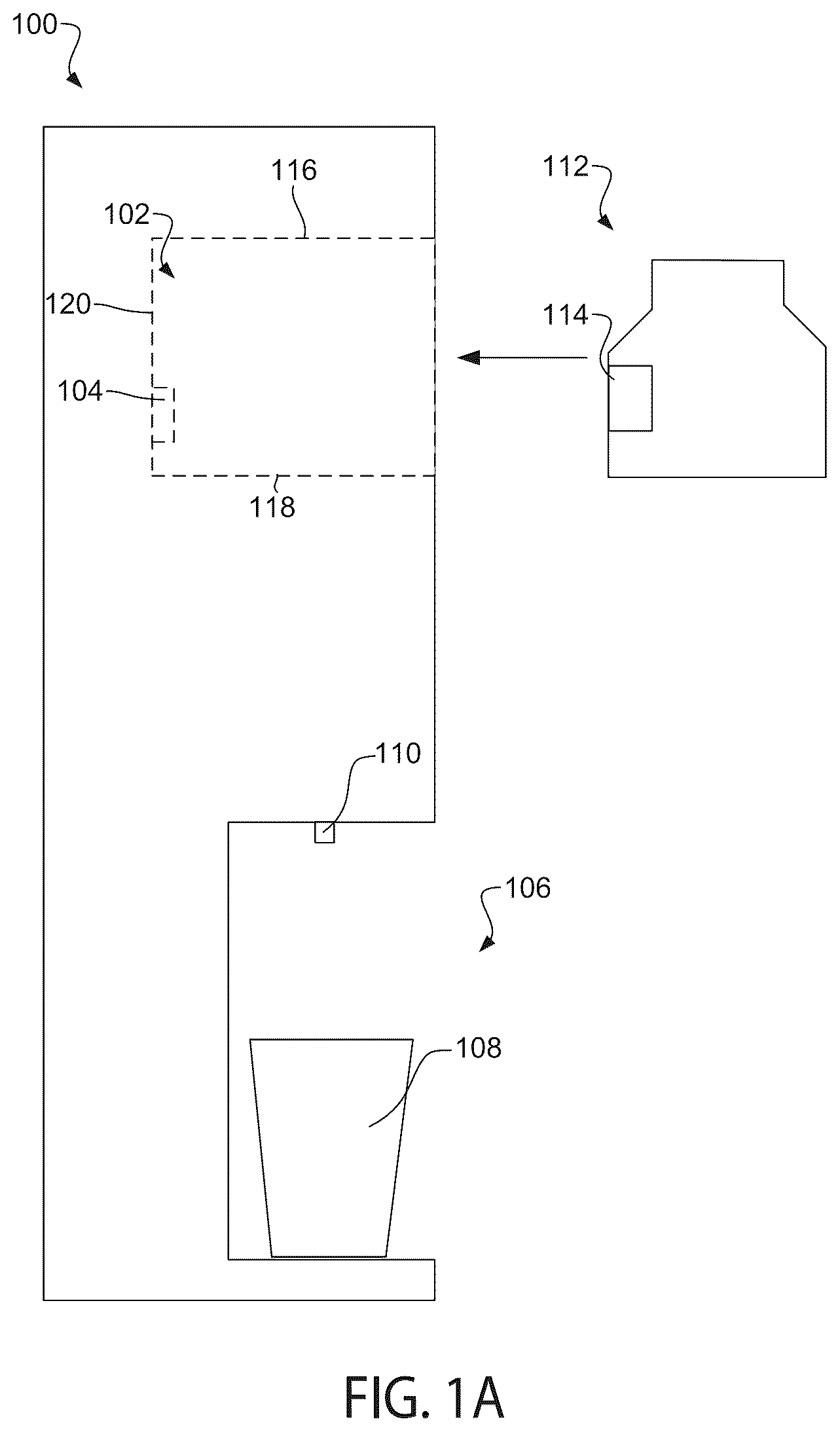 Patent US12324537 Figure 1 – Beverage appliance with pod recognition system