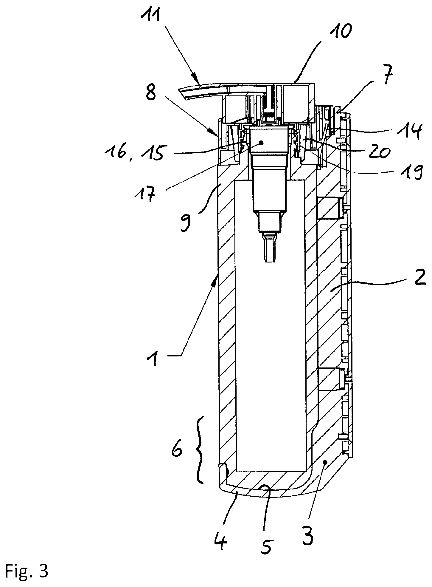 Patent US12324549 Figure 2 – Wall-mounted metering dispenser