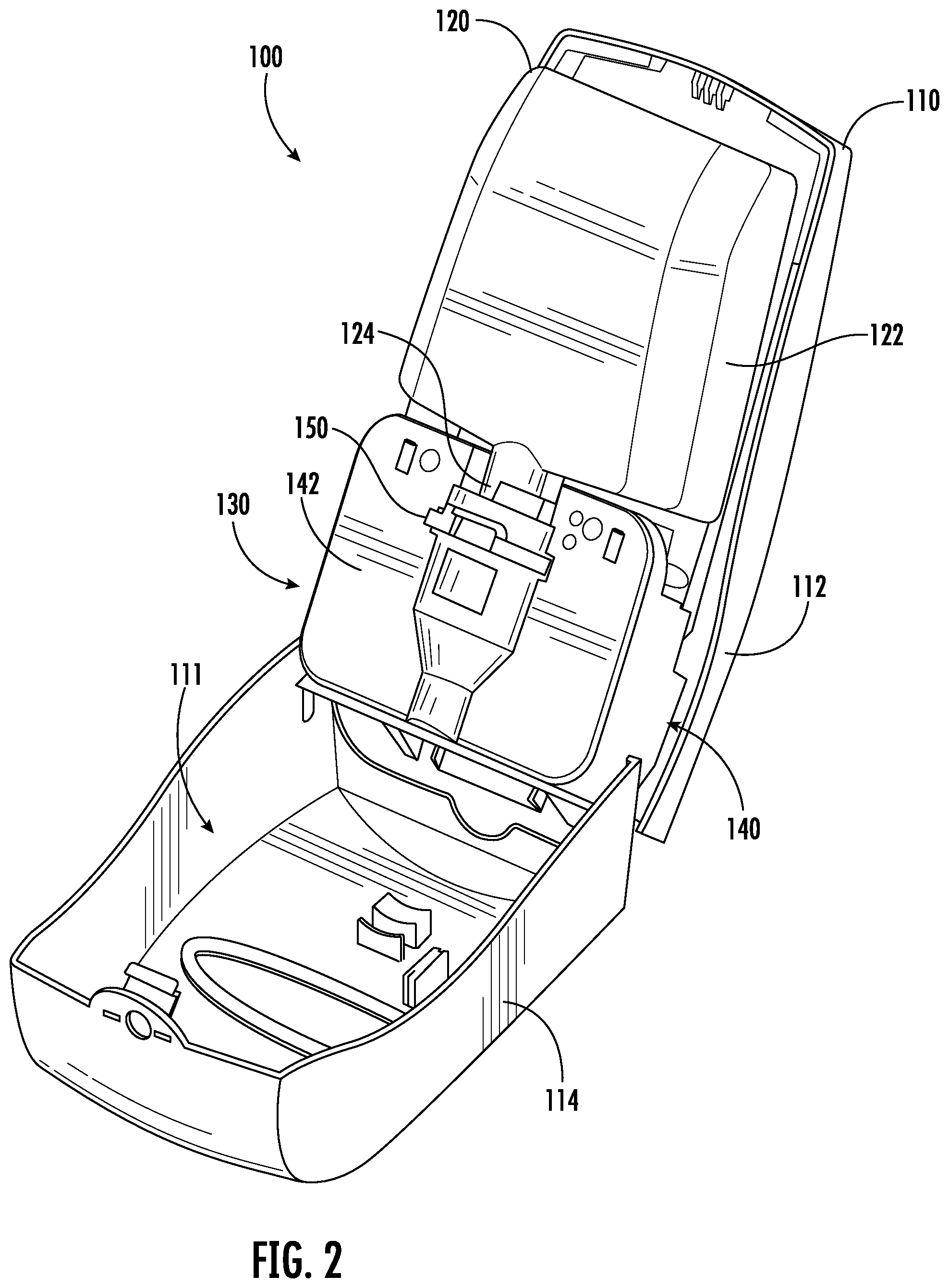 Patent US12324550 Figure 2 – Dispensing device with improved motor assembly