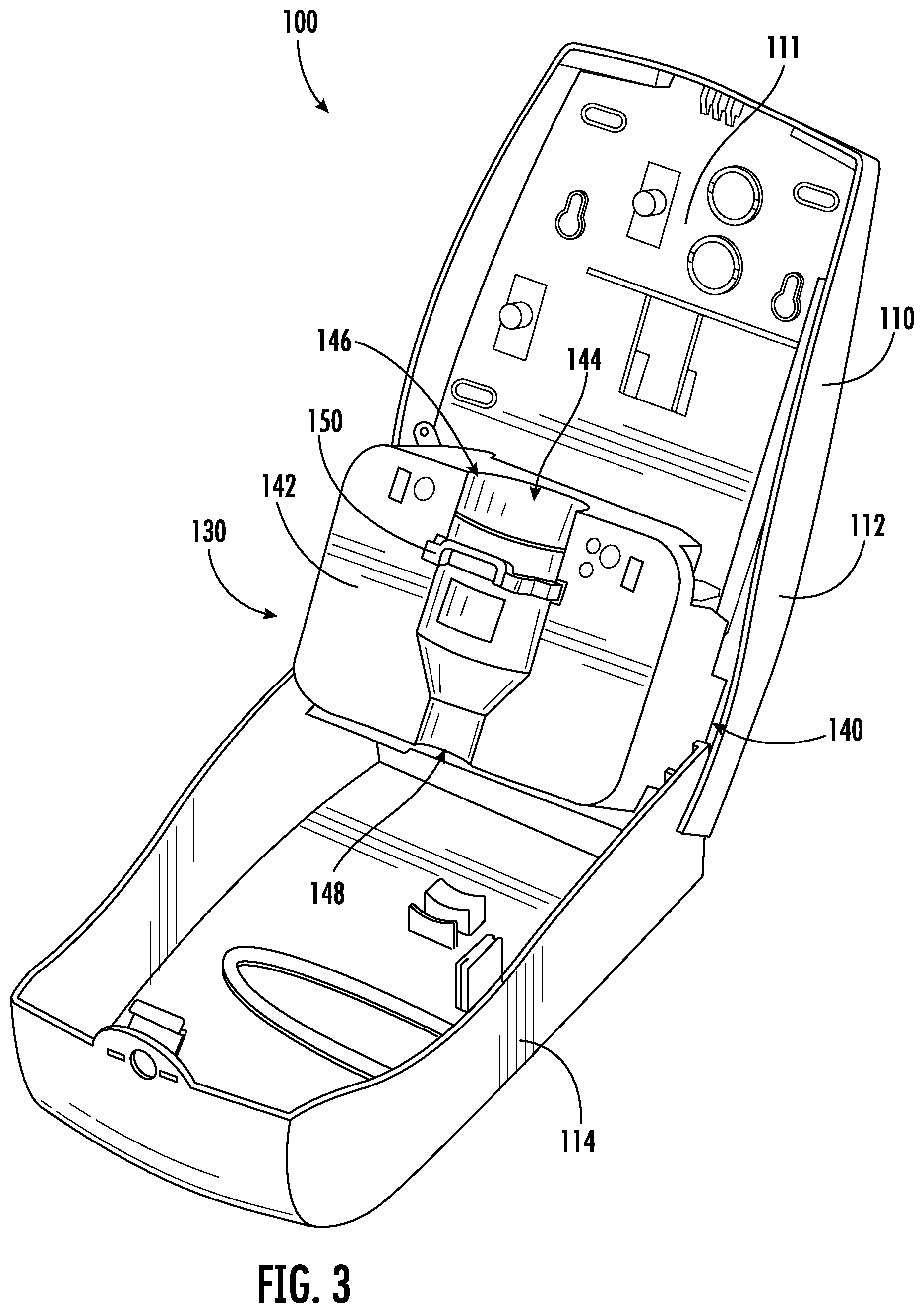 Patent US12324550 Figure 3 – Dispensing device with improved motor assembly