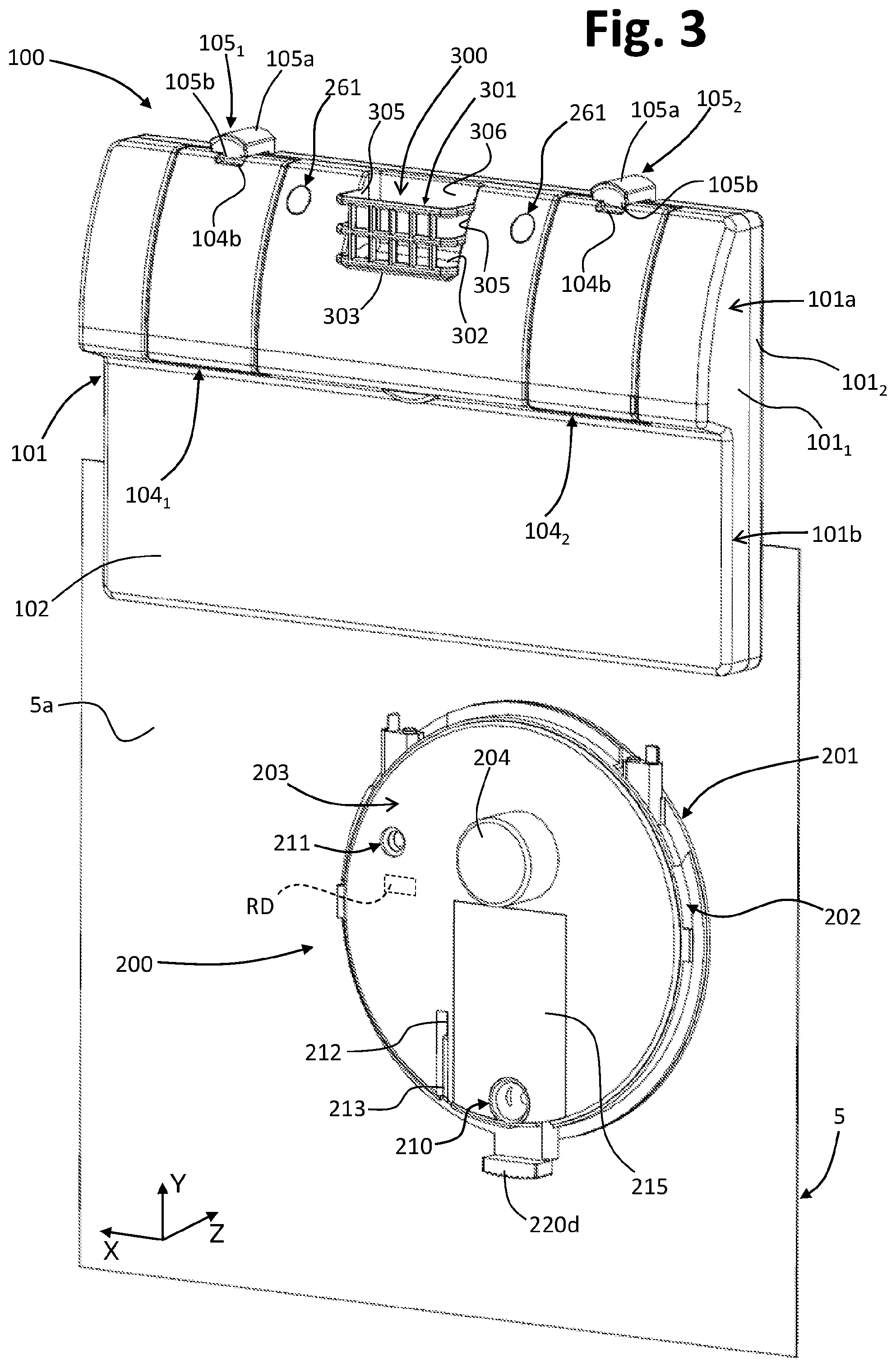 Patent US12324554 Figure 2 – Washing agent dispenser for dishwashing machines