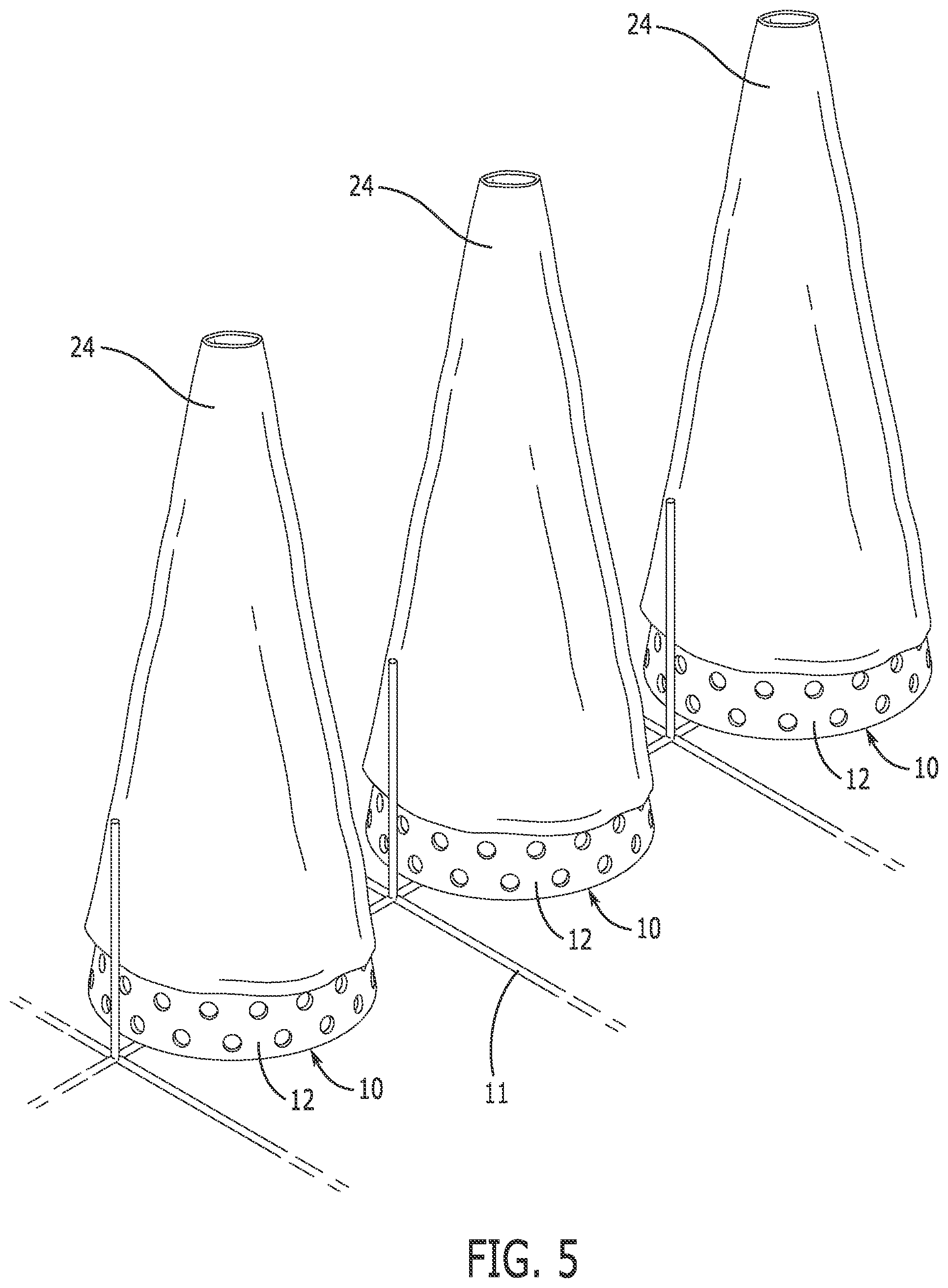 Patent US12324555 Figure 3 – Dishwasher-safe washing stand for conical bags