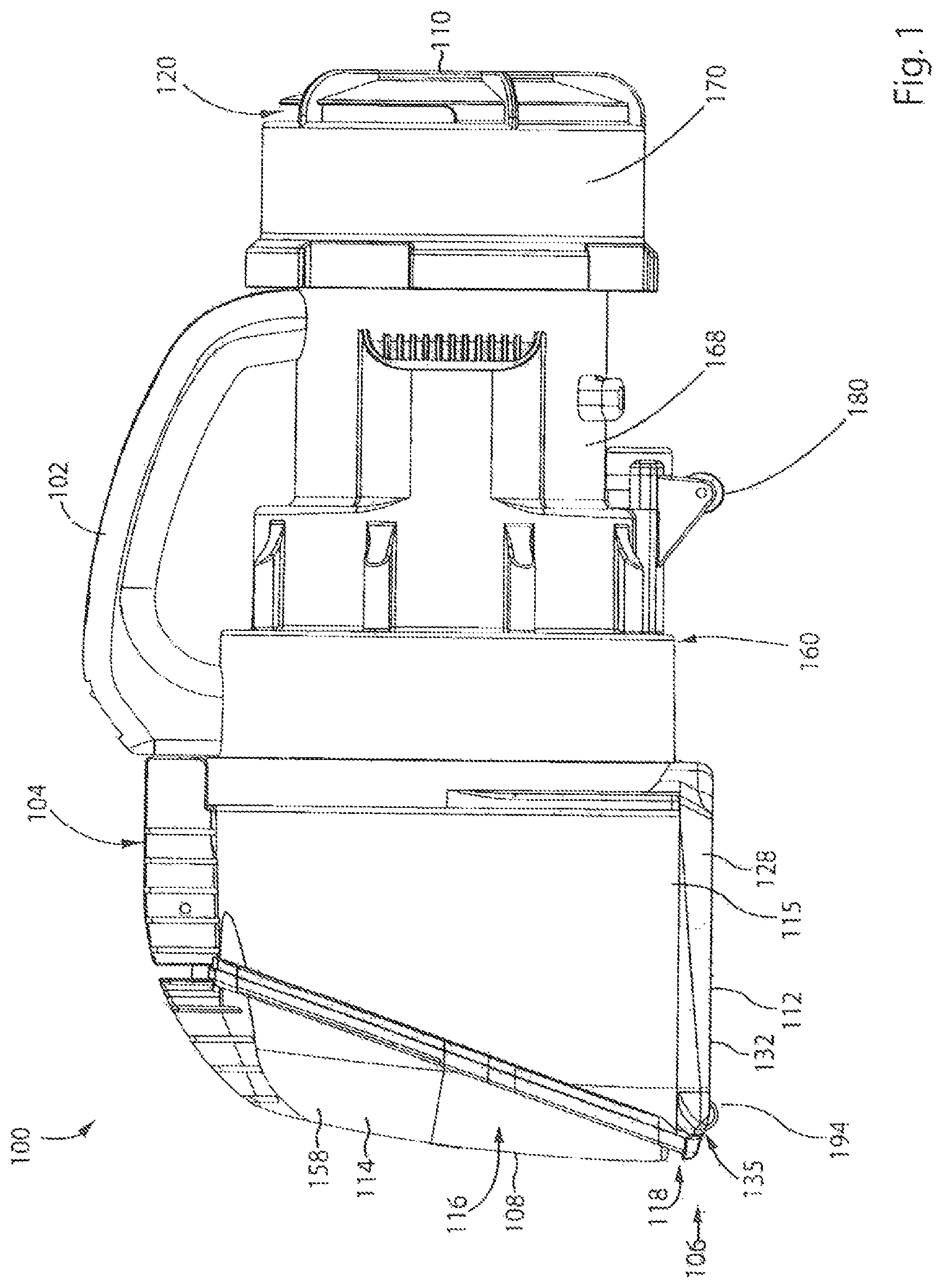 Patent US12324556 Figure 1 – Hand vacuum cleaner