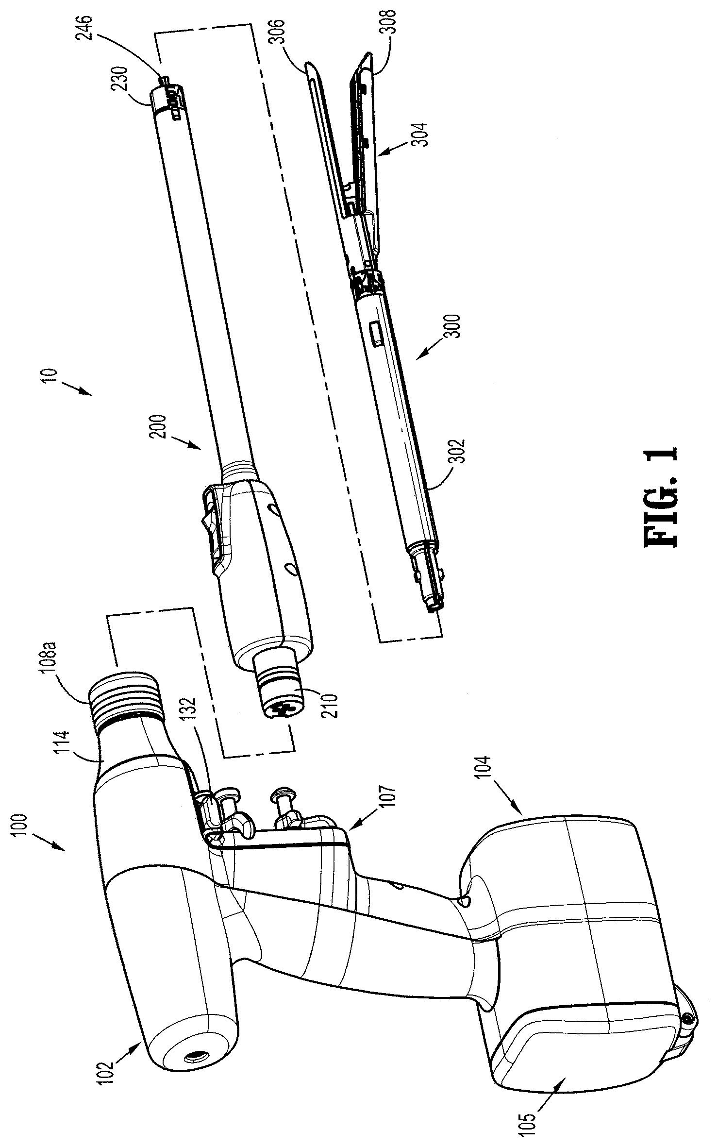 Patent US12324579 Figure 1 – Mechanisms for compensating for battery pack failure in powered surgical instruments