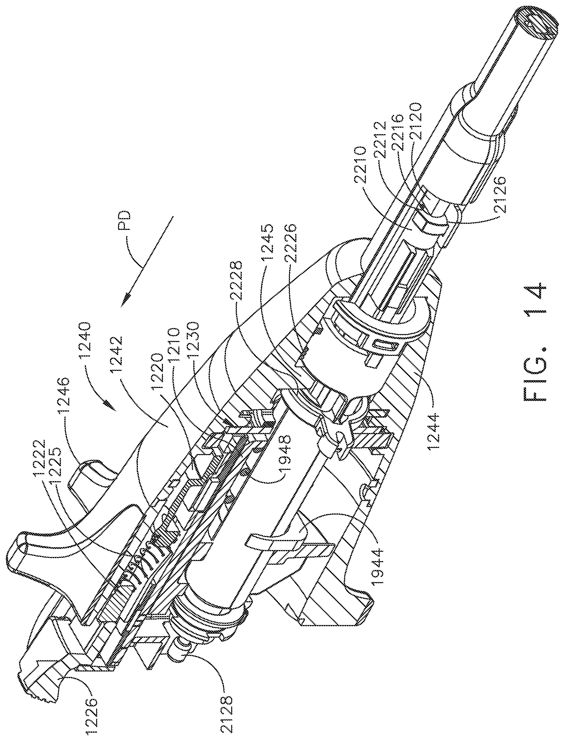 Patent US12324581 Figure 14 – Surgical instrument comprising selectively actuatable rotatable couplers